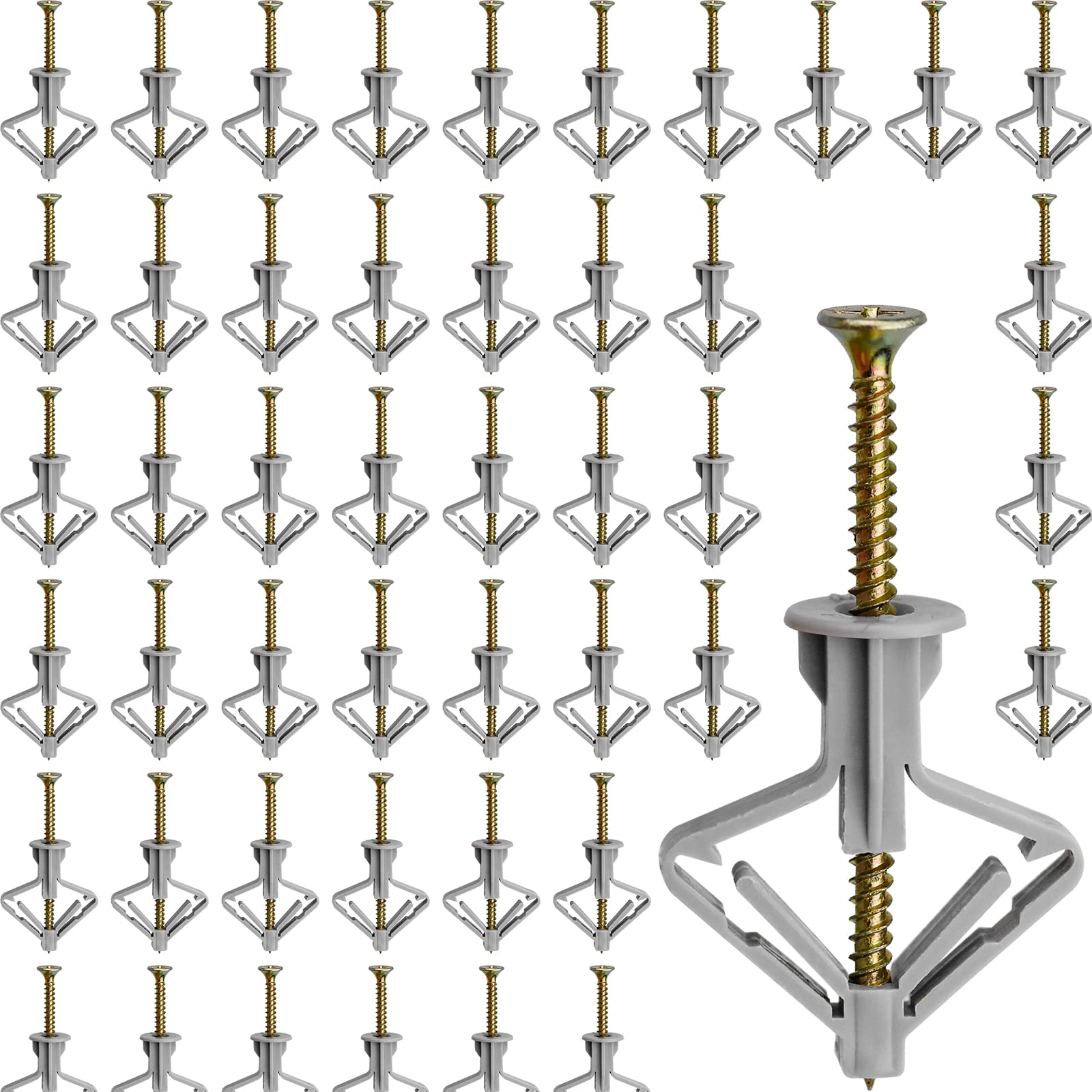 Buy 100 Pcs Plasterboard Wall Plugs and Screws 8x50mm Plasterboard