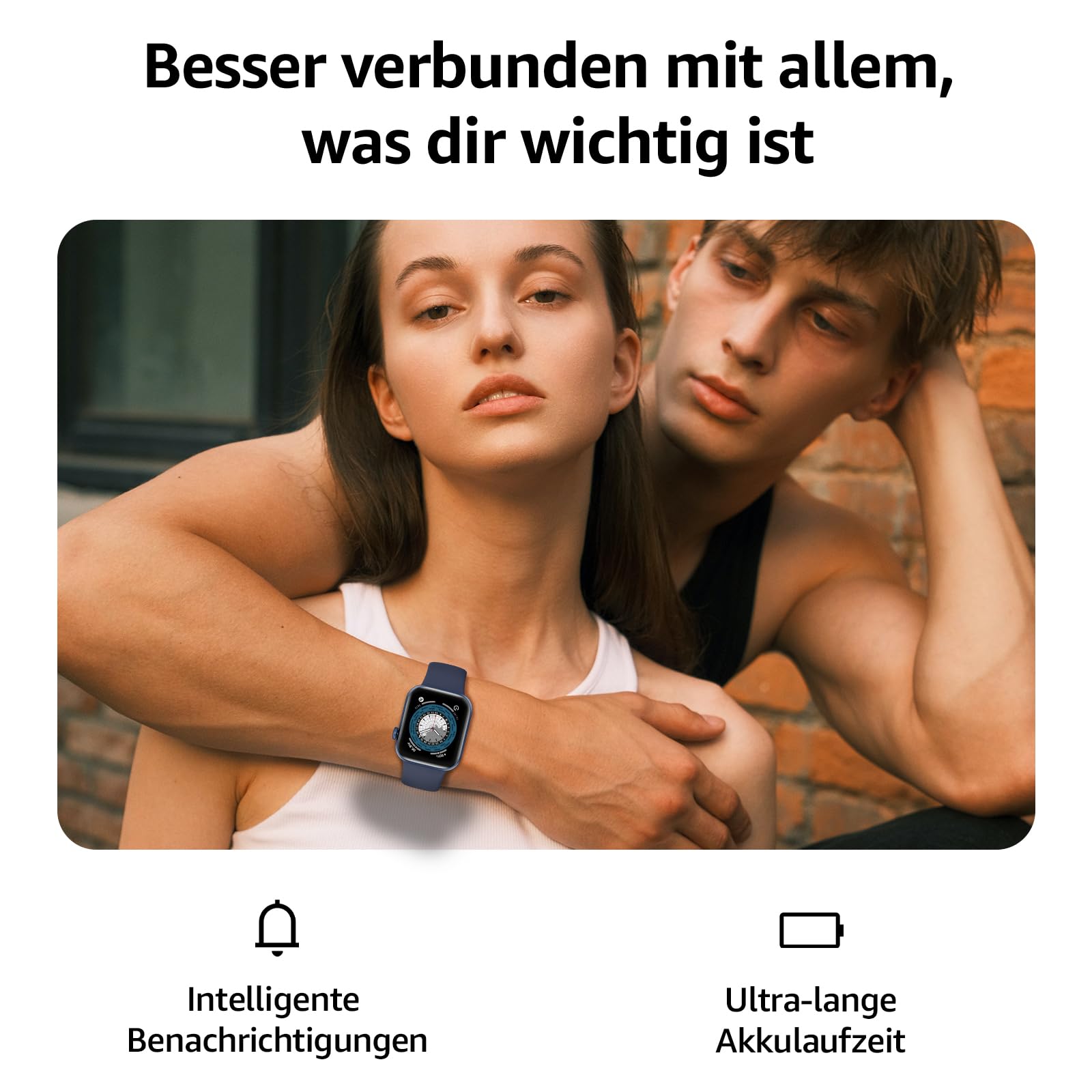 Smartwatch Damen Herren 1,85" HD Touch Fitnessuhr Telefonfunktion 140+ Sportmodi Pulsmesser Schlafmonitor Schrittzähler IP68 Wasserdicht