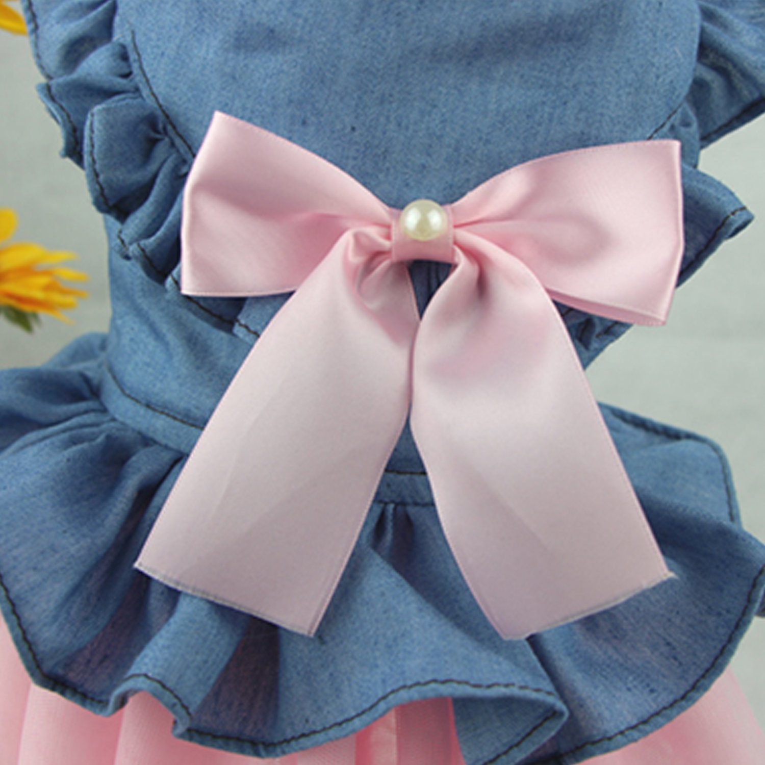 FLAdorepet Hundekleid Rosa Mit Schleife – Glänzendes Tutu-Kostüm Für Hochzeit & Party (Größe XS)