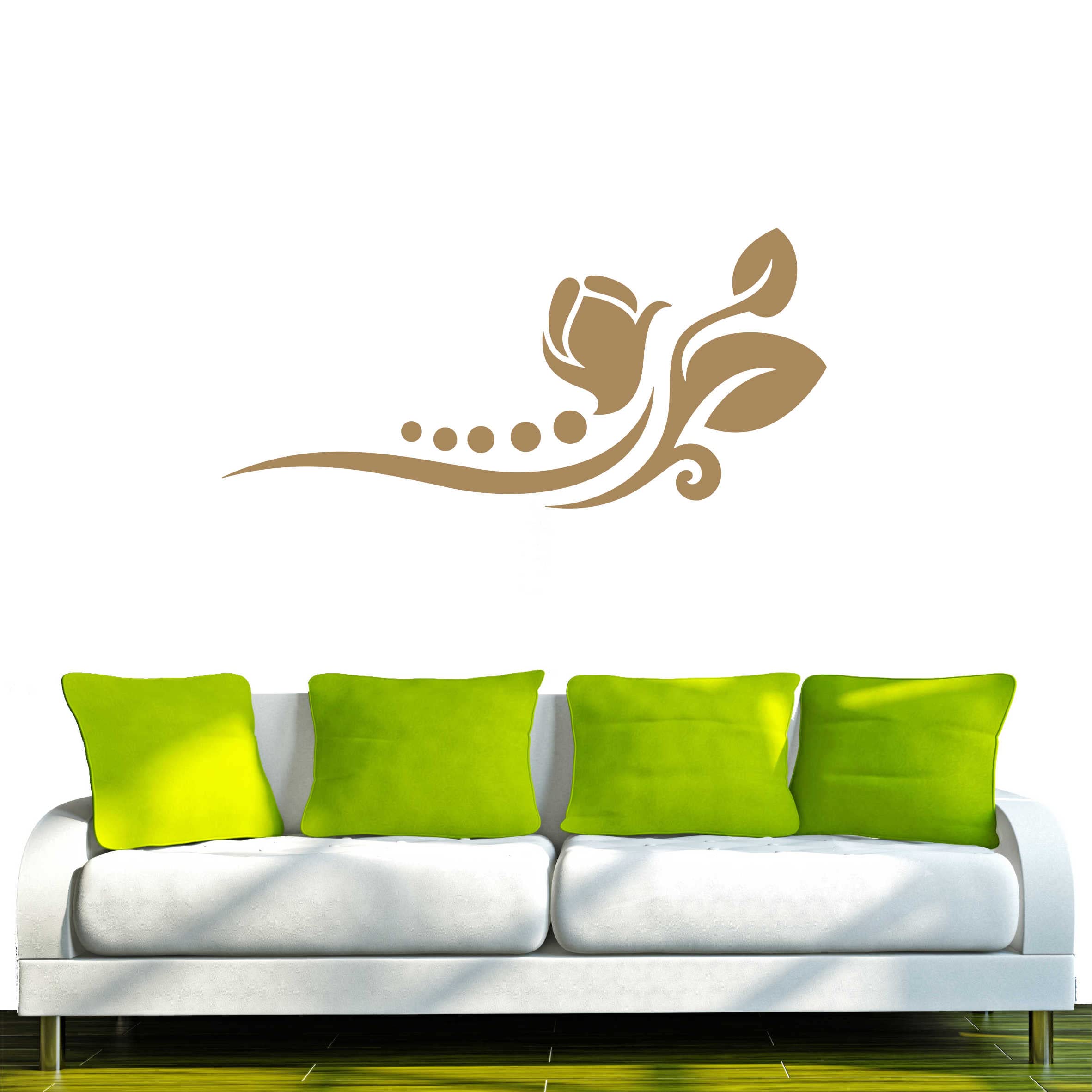INDIGOS UG - Wandtattoo Wohnzimmer - Wandaufkleber Blume mit stylischen Kreisen 240x111 cm - Hellbraun f172 - Aufkleber Kinderzimmer Schlafzimmer Küche Badezimmer Büro Dekoration