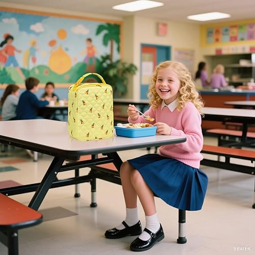 Miniatura 7 de TuErCao Bonita lonchera con estampado de fresas para niños, para la escuela, lonchera compacta y reutilizable para niñas, para la escuela, oficina,