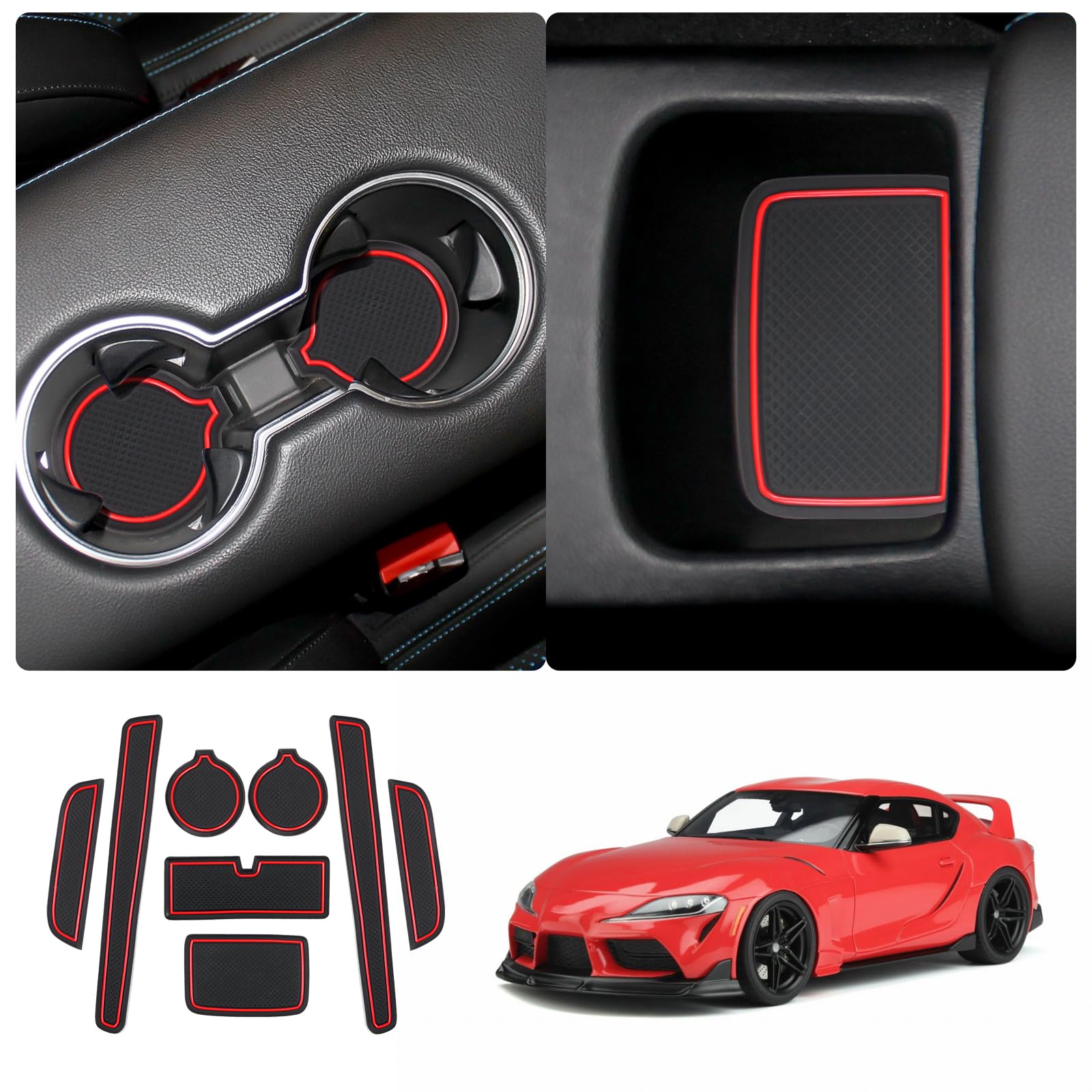 2020-2025 Toyoat Supra GR Center Console Liners Mats Cup Holder Inserts Mats Non-Slip Center 2025 Supra GR Console Shifter Liner Trim Mats Anti-dust