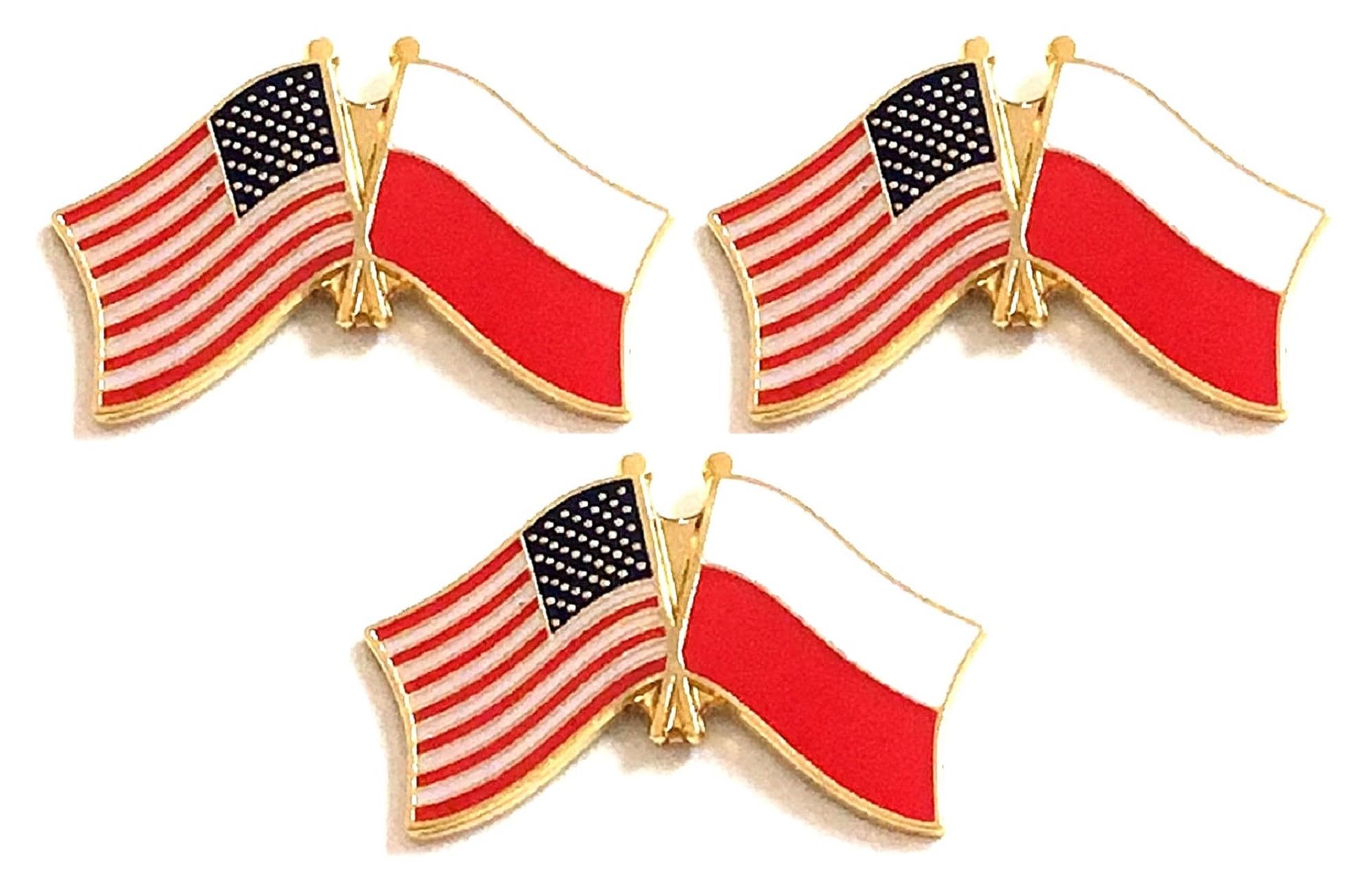 3 National Country Flag USA Friendship Flag Lapel Pins Pack of 3 International & American Double Flag Pin Badge