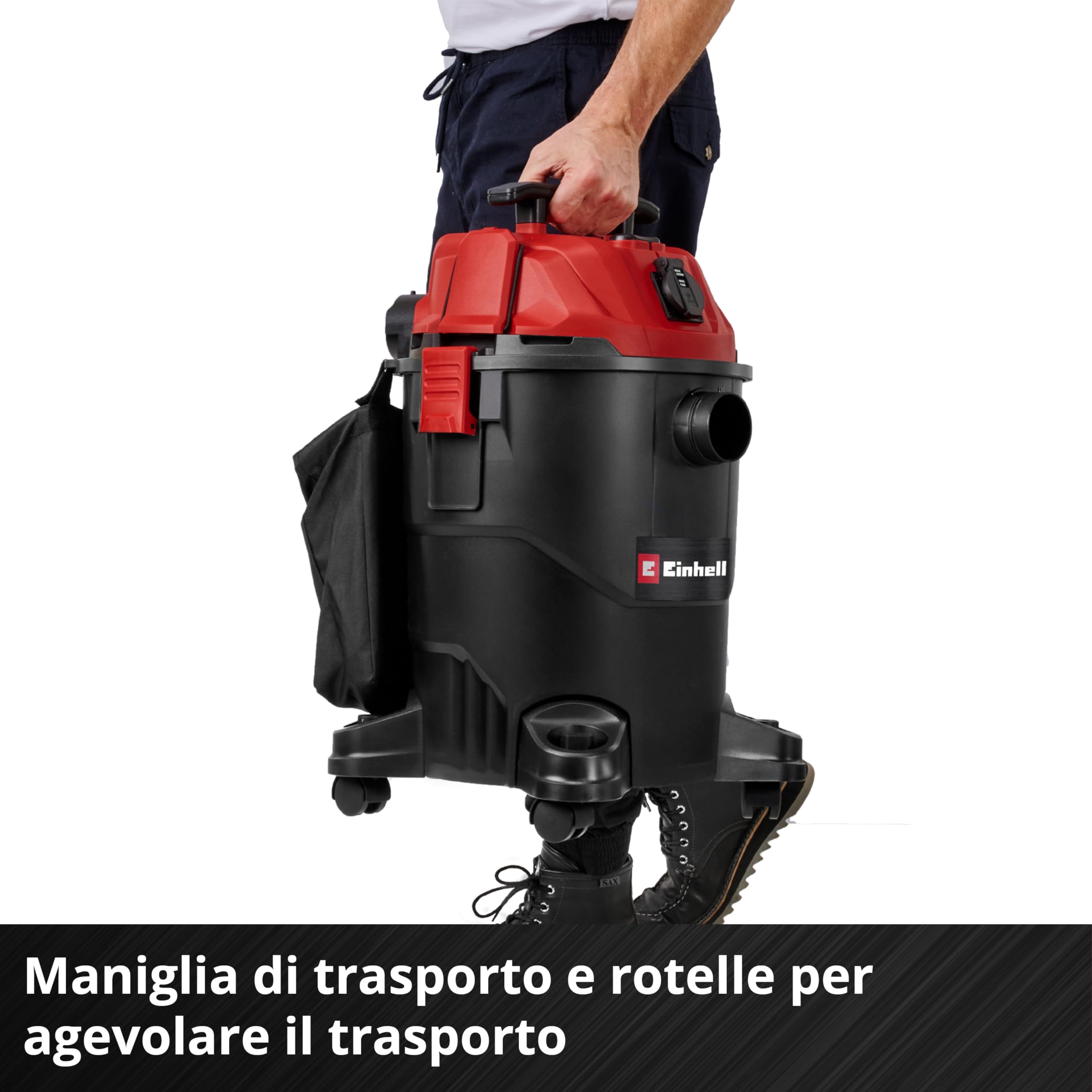 Einhell Aspiratore a secco e umido TC-VC 2555 A (850 Watt, aspirazione 180 mbar, presa automatica, serbatoio di raccolta da 25 litri, maniglia di trasporto, bocchette, filtri e sacco raccogli-sporco)