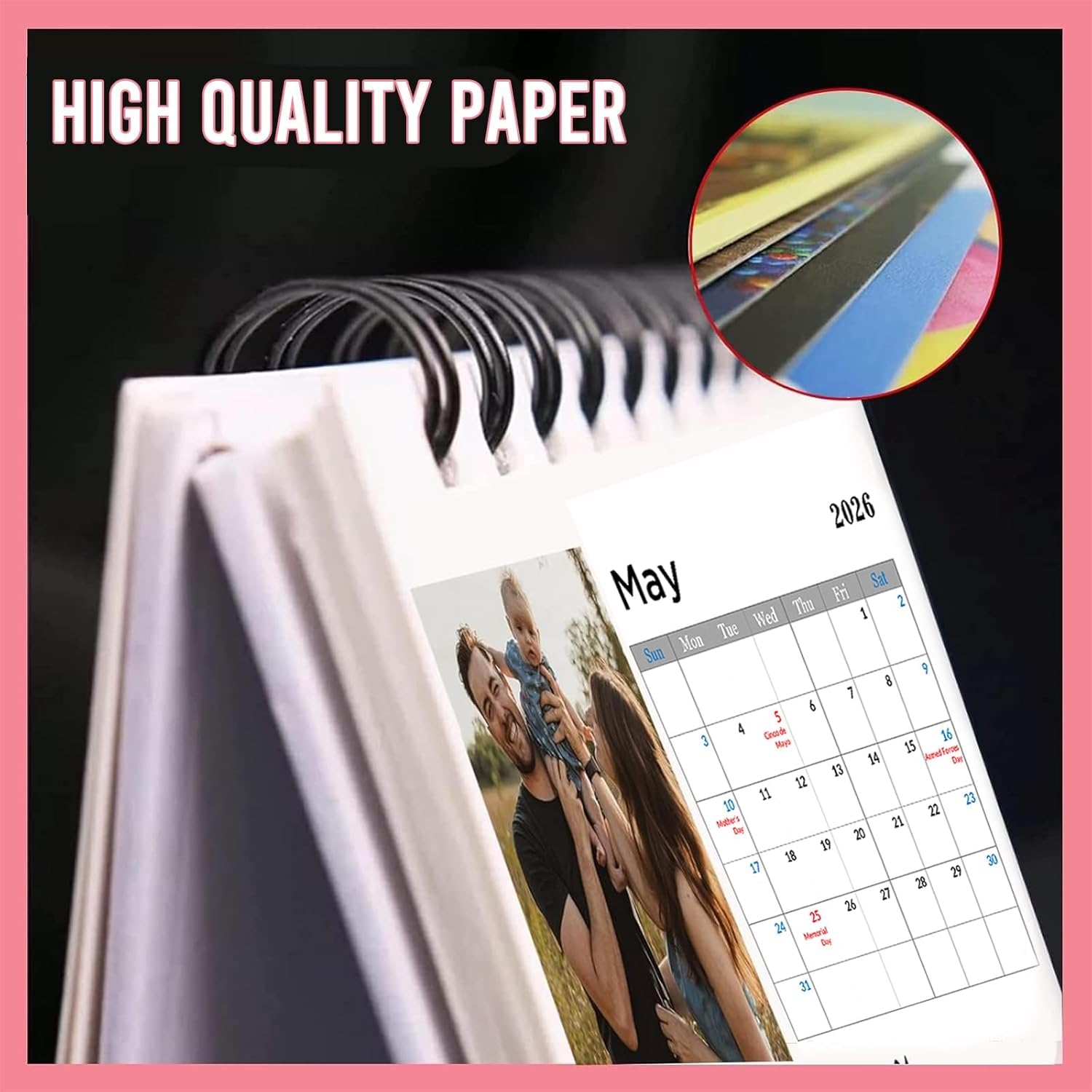 Fotokalender Wandkalender2026 selbst gestalten Stehkalender mit eigenen Fotos Fotokalender zum Aufstellen Foto Bastelkalender DIY Weihnachten (Kalender Schreibtisch 17cmx21cm, 3 x Kalender)