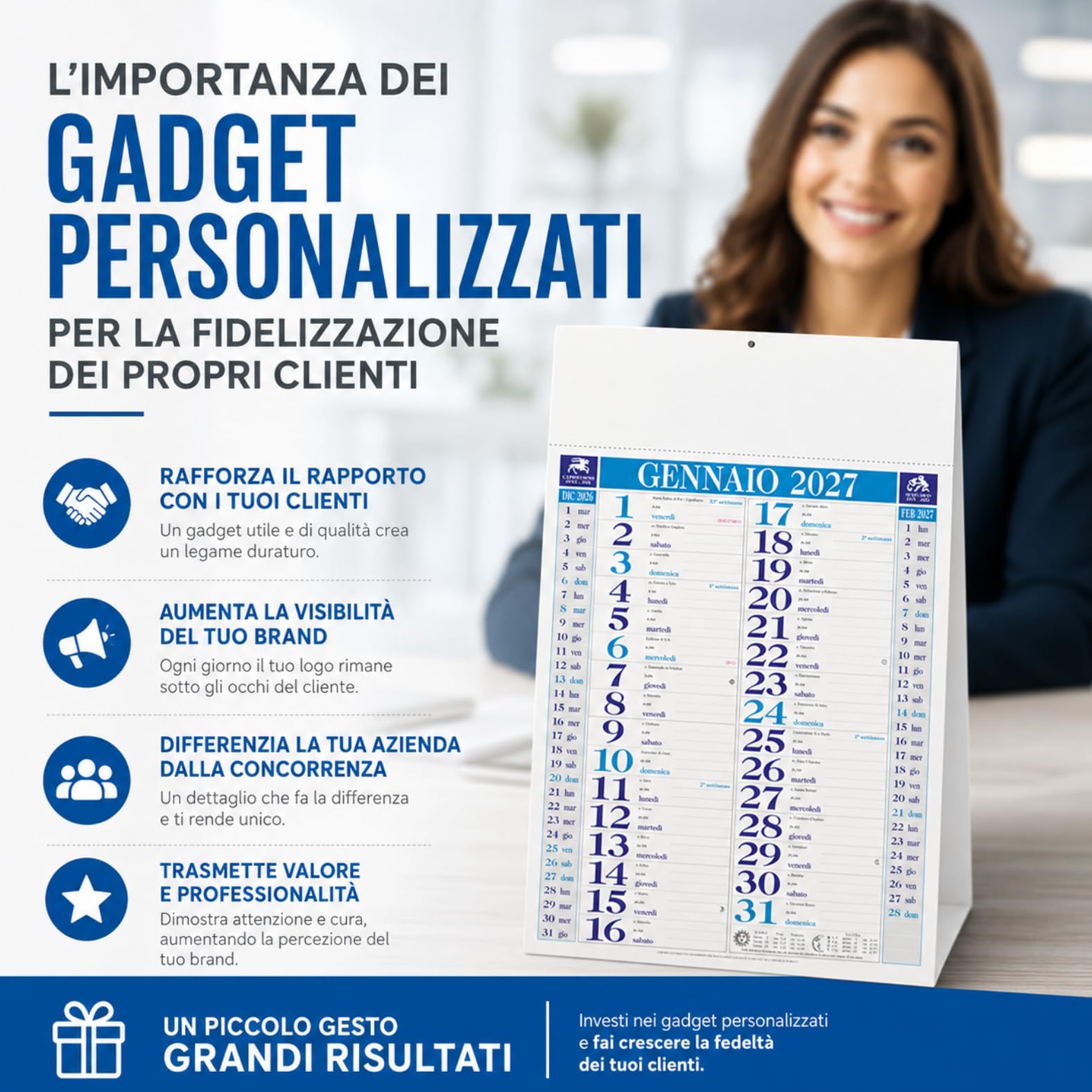 Calendari Personalizzati 2027 in Stock da 100 Pezzi Olandesi Grandi da Muro Notes sul Retro per Gadget Pubblicitari di Fine Anno e come Omaggio per i Clienti o Regali Aziendali | PA640