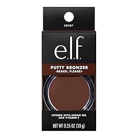 e.l.f. Putty Bronzer, Creamy & Highly Pigmented Formula, Creates a Long-Lasting Bronzed Glow, Infused with Argan Oil & Vitamin E, Beach, Please!, 0.35 Oz