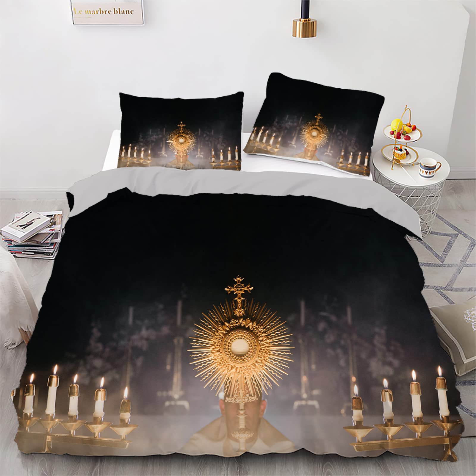 Housse de couette 240x260 noire anti-pli avec fermeture éclair pour un lit toujours net