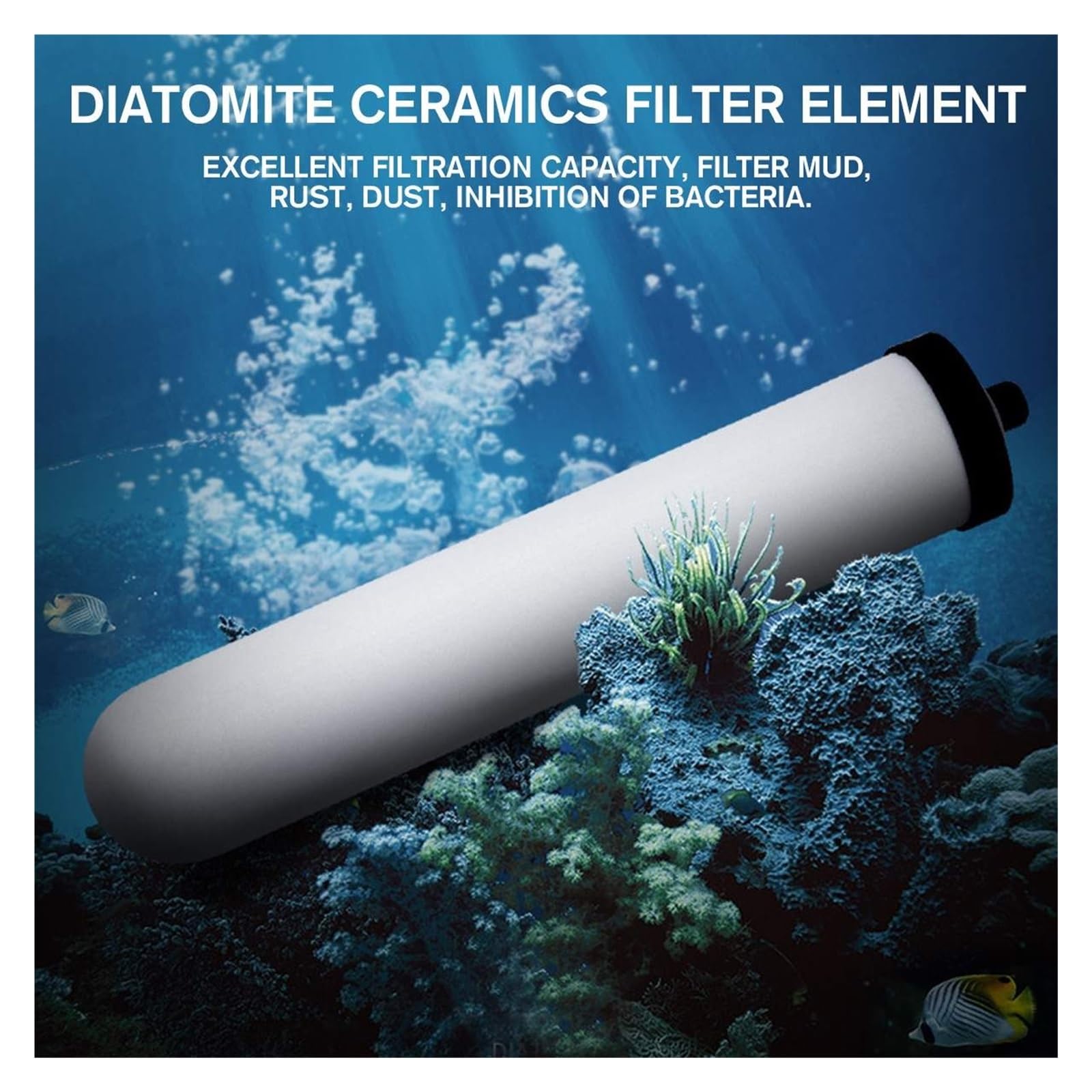 Filtro acqua sottolavello, Depuratore di acqua potabile da bancone da cucina, di purificazione del di filtraggio domestico a carbone attivo in ceramica(Noir)