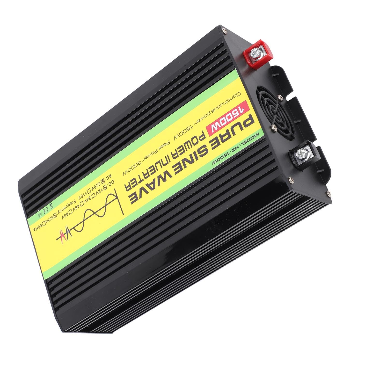 Ausla Falownik Sinusoidalny o Mocy 1500 W, Falownik Solarny ABS 12 V DC z Wyświetlaczem LCD, Moc Szczytowa 3000 W, 2 Porty USB i Gniazdo Uniwersalne, do Stosowania W Podróży Samochodem Rezerwowe