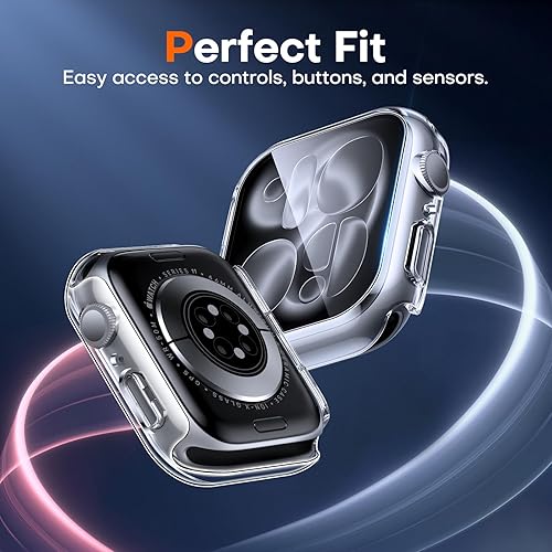 Miniatura 174 de Carcasas Tauri rígida, 2 unidades compatibles con Apple Watch SE Series 6, 5, 4, vidrio templado de dureza 9H integrado, delgada, a prueba