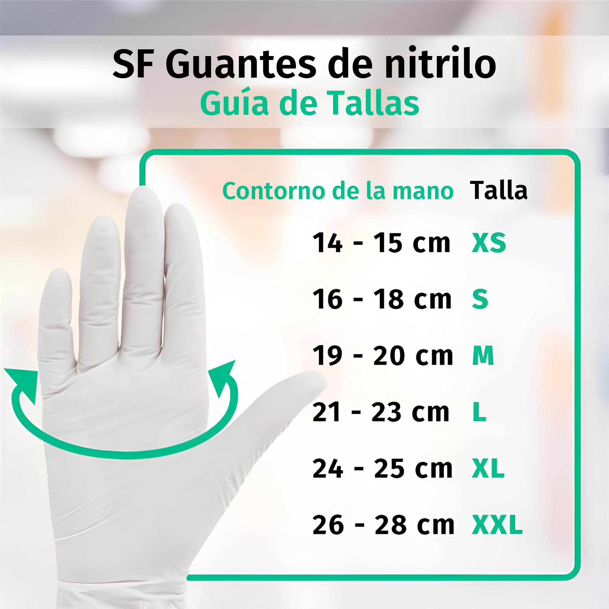 SF Guantes de nitrilo S blancos – 1000 (10x100) unidades, guantes desechables sin polvo, sin látex, médicos y de examen, aptos para cocina, limpieza, cosmética y uso doméstico