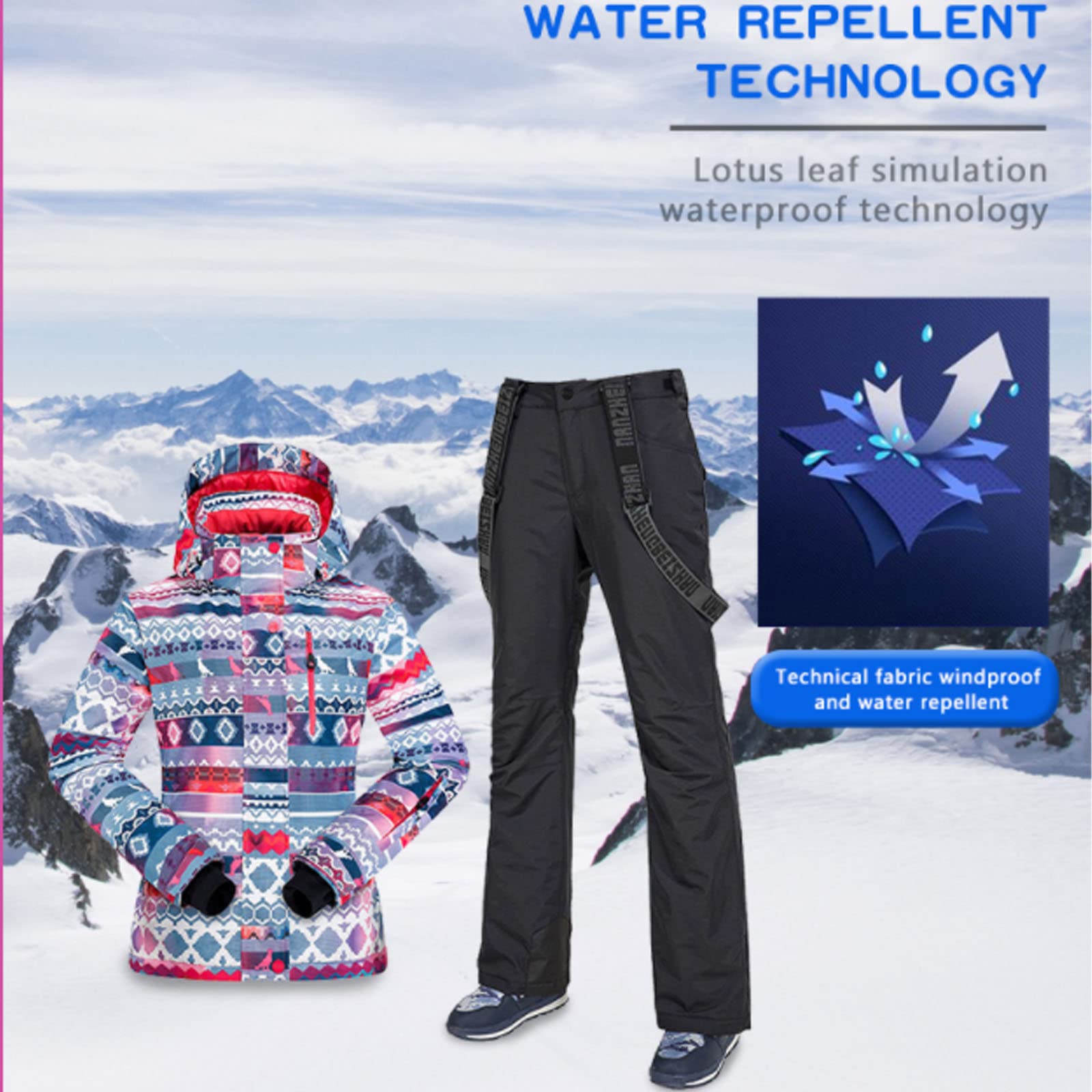 Tuta da Sci da Donna Giacche da Snowboard e Pantaloni con Bretelle Abbigliamento da Escursionismo in Montagna da Neve e Impermeabile da Donna