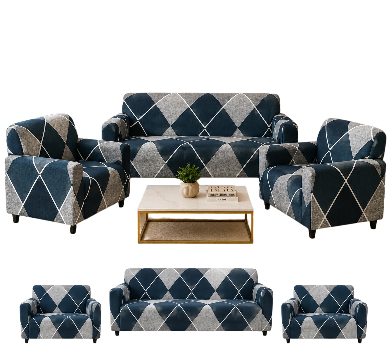 Polyester Printed Sofa Cover 3+1+1 Seater Set Stretchable Slipcover for Living Room Furniture Protector Elastic Fit Anti-Slip Sofa Protector Set-image-20