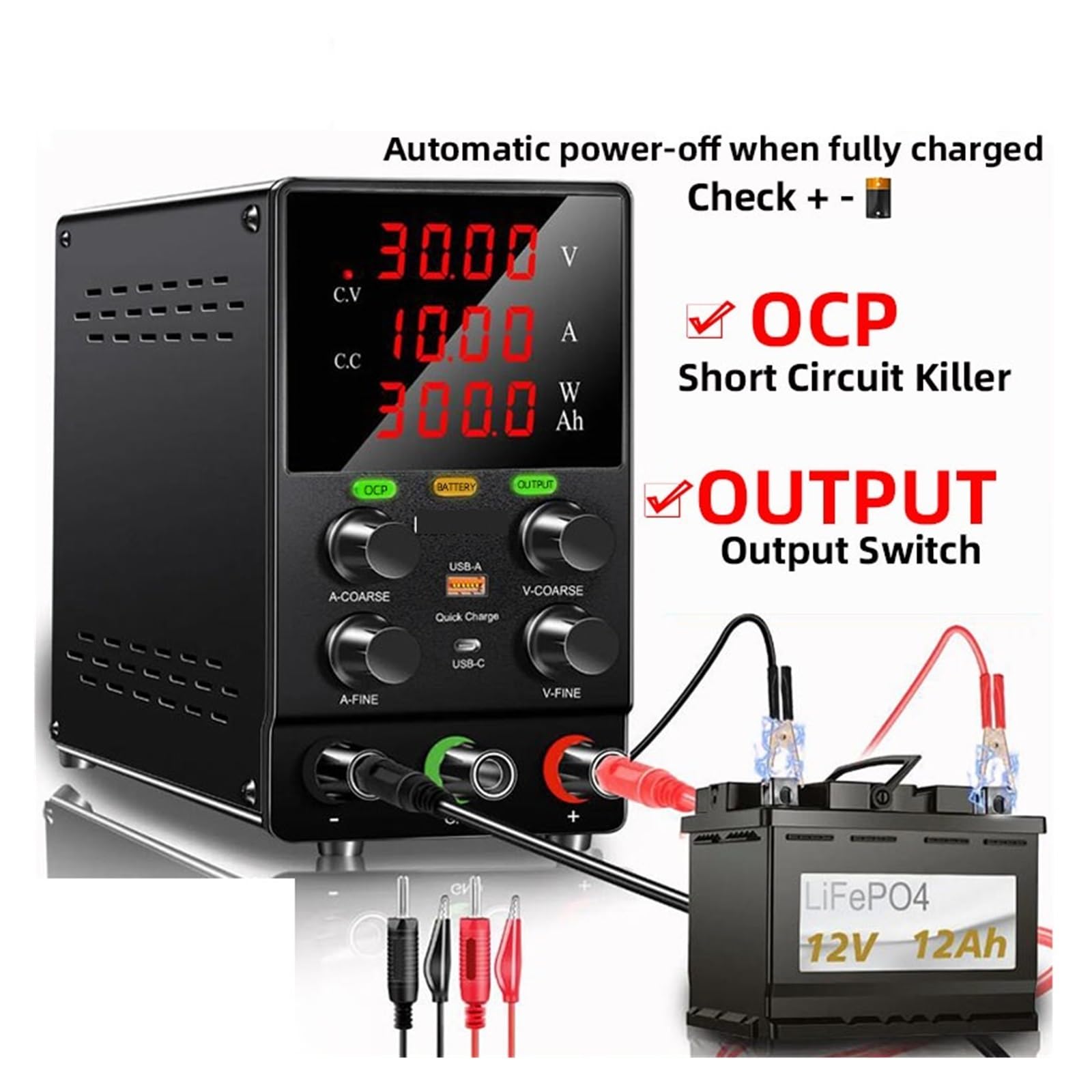 Fuente de alimentación de laboratorio de CC variable, 30 V 10 A 60 V 5 A, fuente de alimentación de laboratorio ajustable Para reparar teléfonos(30V5A)