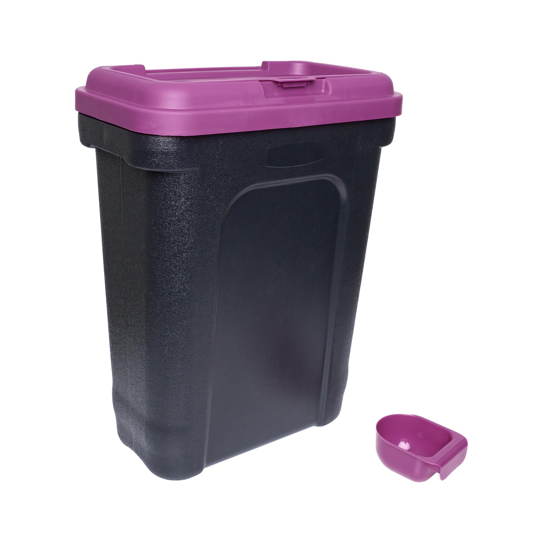 Large 30L Pet Food Storage Container with Scoop – Airtight Dry Food Bin with Flip-Top Lock, Durable Plastic Pet Food Tub for Dog, Cat & Animal Feed (15kg Capacity) (Purple)