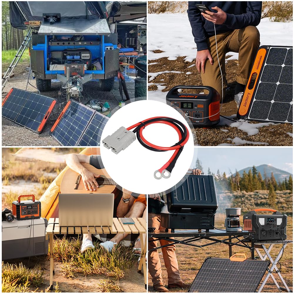 Supecesorio Batterieanschluss 50 A 600 V 10 AWG mit 30 cm O-Ring Batterieanschlusskabel, 2 Pack Batterieanschluss Stecker, Stecker für Anhängerwinden für Wohnwagen, Boote, Solaranlagen usw
