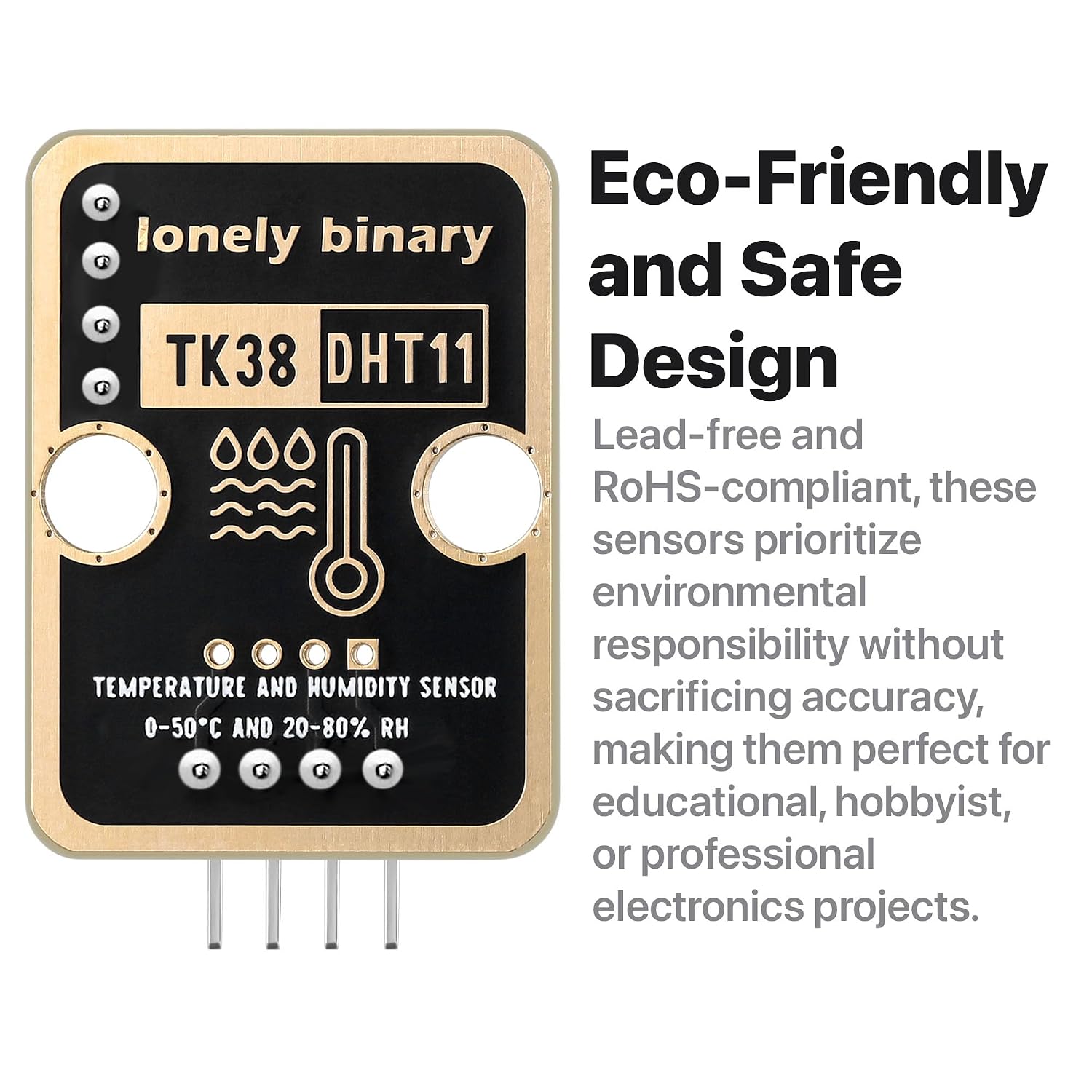 Lonely Binary 6-Pack DHT22 DHT11 Temperature Humidity Sensor AM2302 Arduino | 3x DHT22 (AM2302) + 3x DHT11; digital single-wire; DHT22 -40 to 80C, 0-100%RH; DHT11 0-50C; 3.3V-5V; for ESP32, Pico
