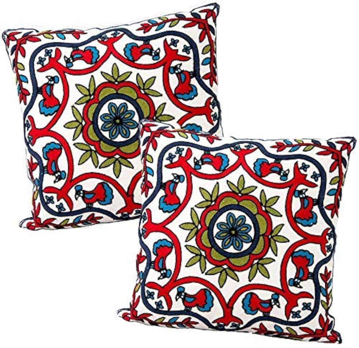 Zuodu Wine Red 45Cmx45cm Embroidered Cotton Linen Decorative Throw Pillow Cover Cushion Case Pillow Case - The Tree Of Life (Red With Frame) (Wine Red)