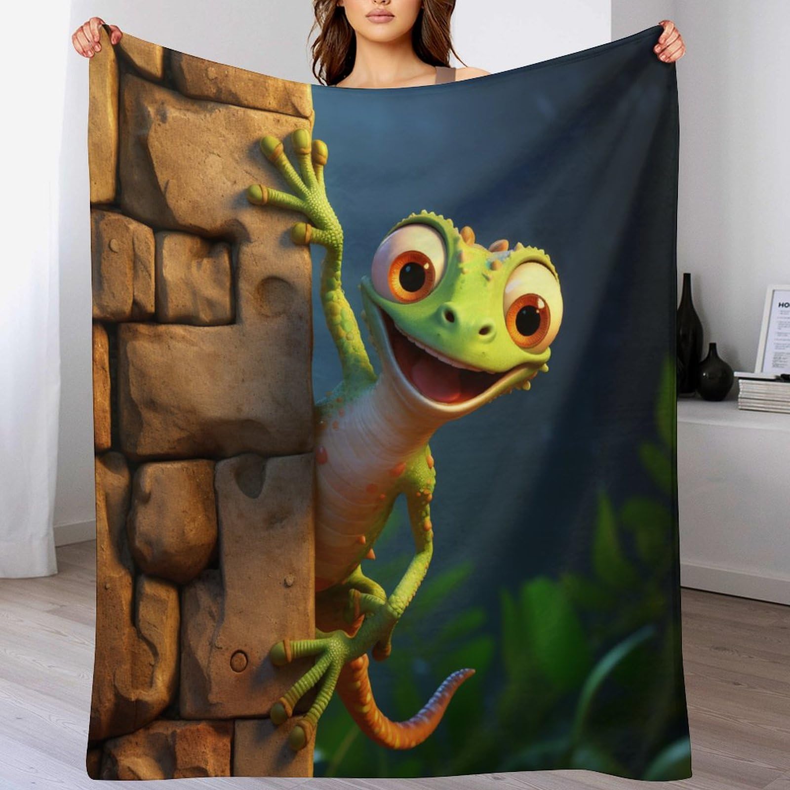 Couverture lézard en flannel douce 180x200cm pour lit et canapé
