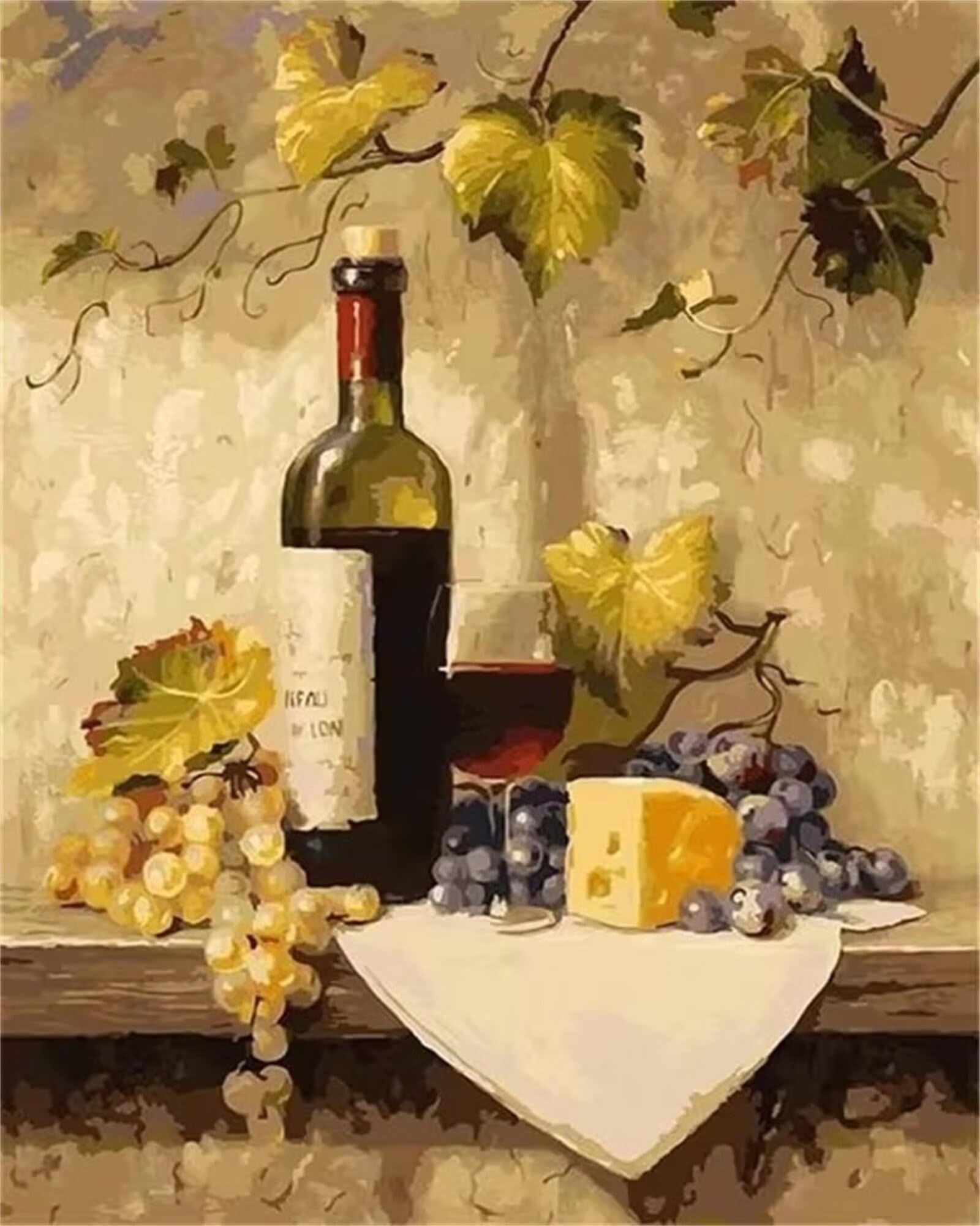 Yoonqun Peinture par Numéros pour Adultes,Raisin Vin Rouge DIY Peinture à l'huile par Numéros sur Toile,Acrylique Kit de Peinture par Numéros pour Maison Décoration,sans Cadre 55x70cm