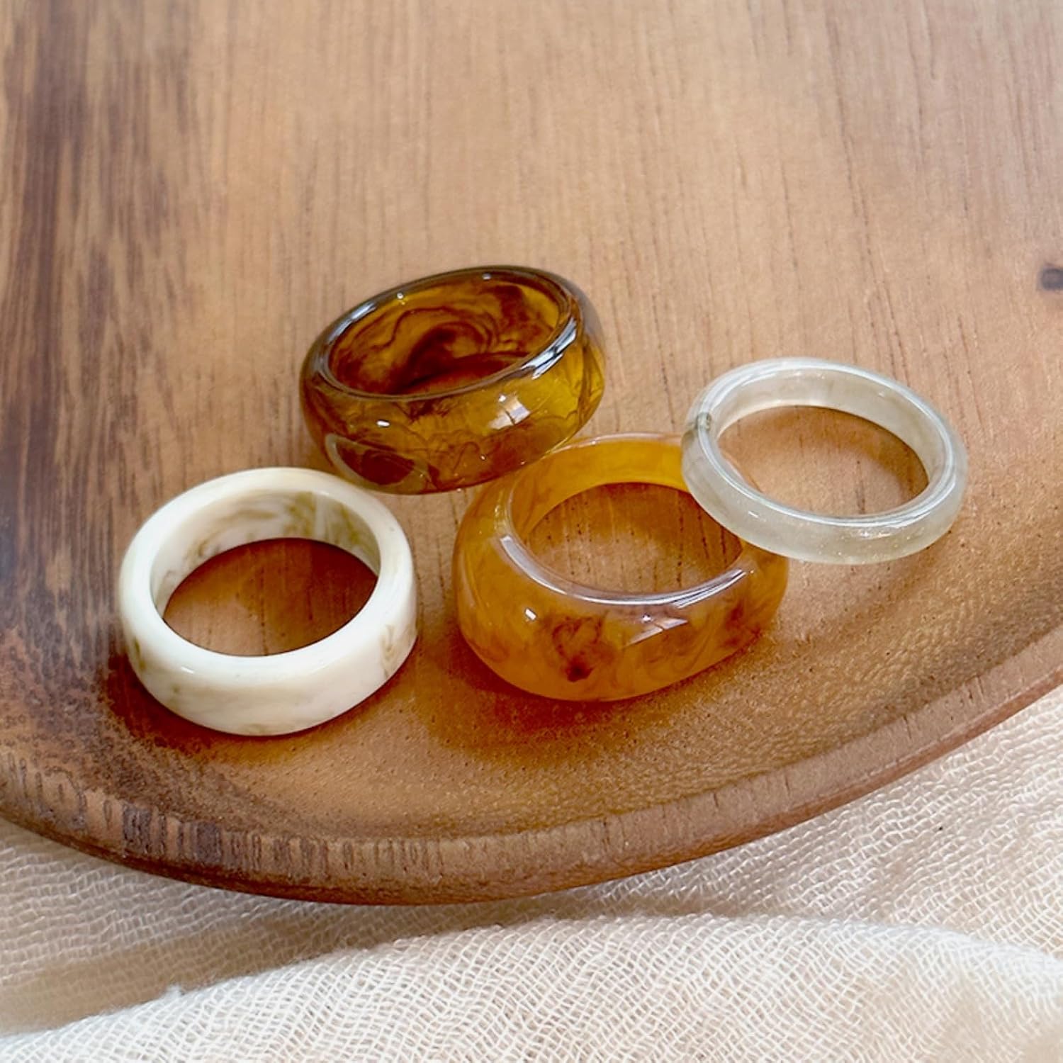 Chunky Acrylic Ring Set for Women,Boho Multicolor Resin Knuckle Finger Rings Statement Stackable y2k Geometry Ring Simplicity Spring Summer Beach Jewelry