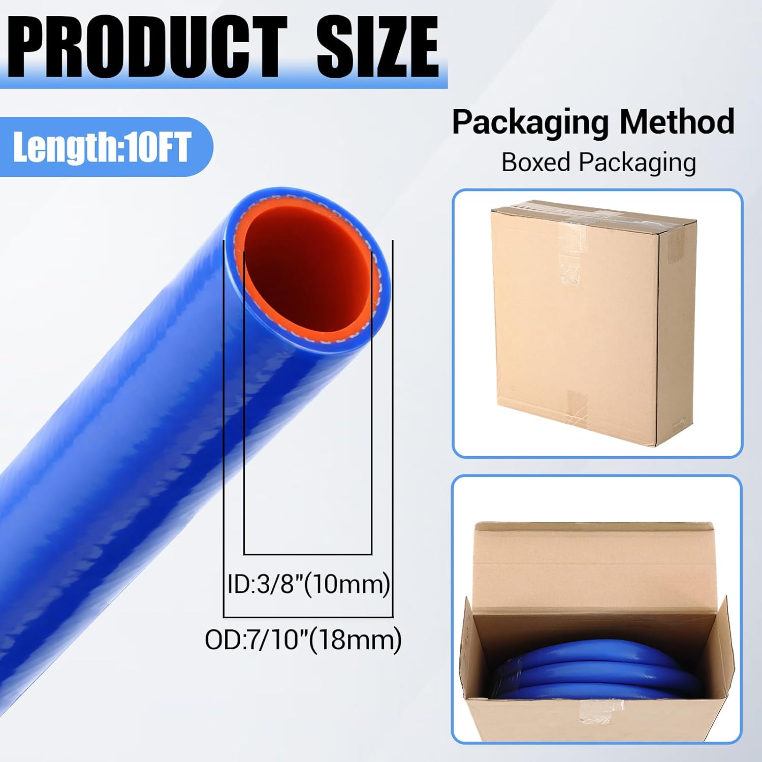 Outus 3/8" ID Silicone Heater Hose 10ft Roll, Coolant Radiator Straight 80 Psi Pressure Reinforced High Temperature for Water/gas Transportation for Vehicle Cooling Systems(Blue)