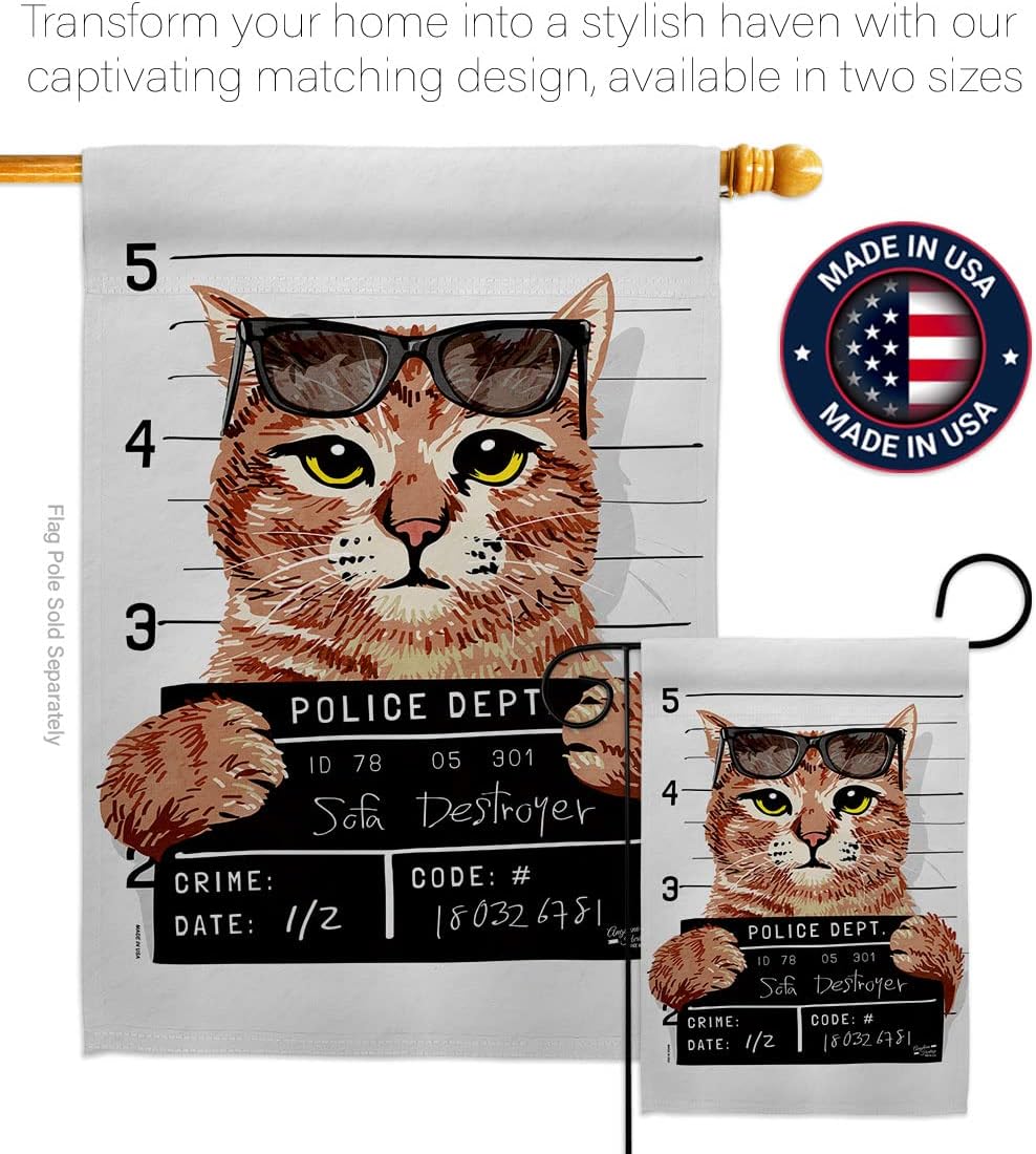 Bad Kitty Garden Flag Cat Kitten Meow Spoiled Paw Fur Pet Nature Farm Animal Creature House Decoration Banner Small Yard Gift Double-Sided, Made in USA