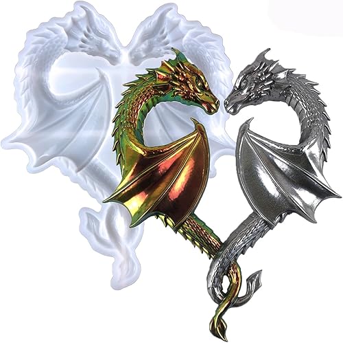 Miniatura 6 de Molde de silicona de fundición de resina epoxi de pterosaurio de pareja amorosa, dinosaurio para colgar en la pared, 7.5 x 6.5 x 0.6 in