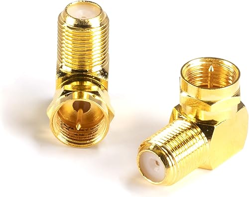 THE CIMPLE CO Cable coaxial dorado de ángulo recto  4 unidades  para esquinas estrechas y montaje de TV de pantalla plana  Adaptador tipo F de 90