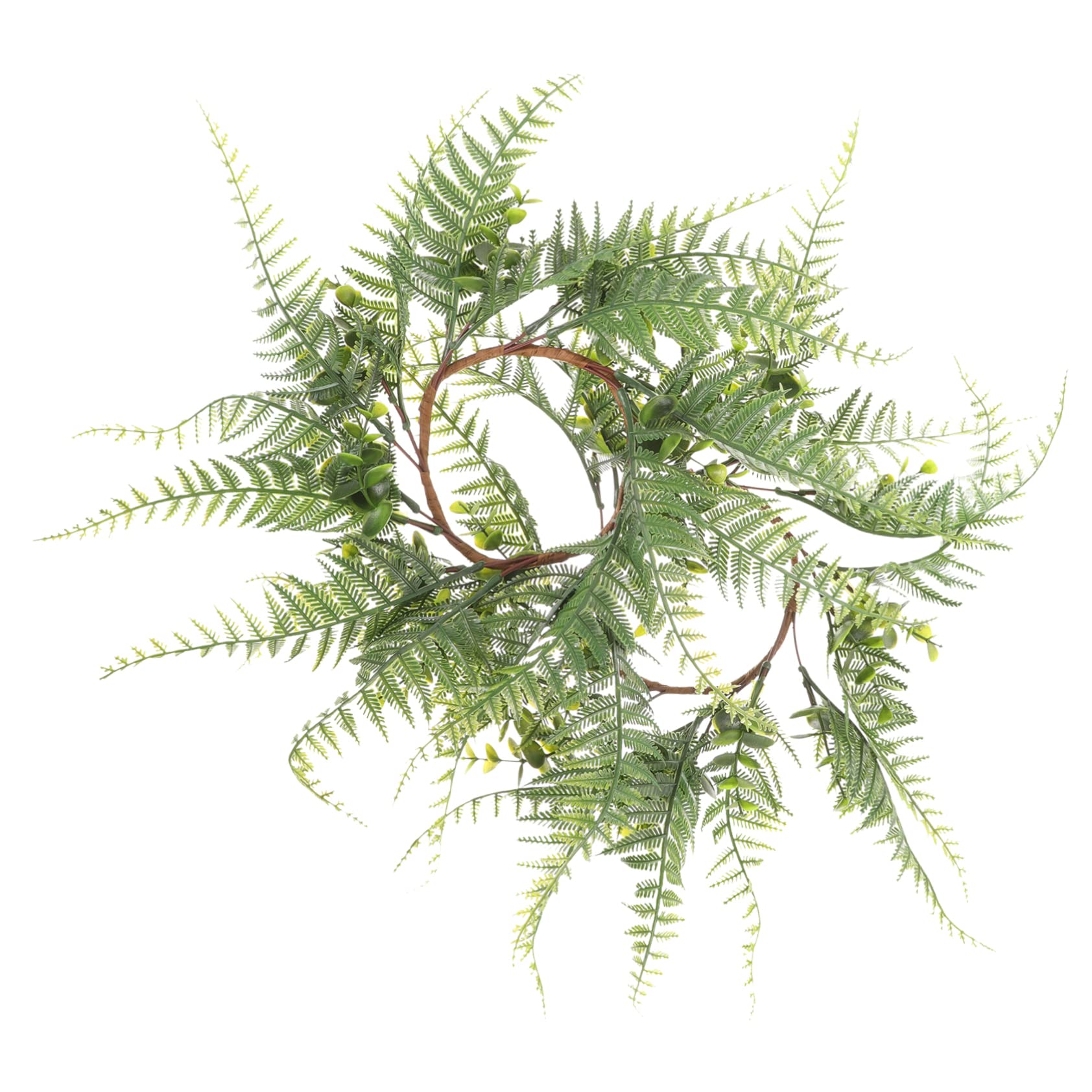 KONTONTY 2Pcs Artificial Greenery Candle Wreath Rings Decorative Ferns Candle Holders for Weddings Table Centerpieces and Home Decor Fake Greenery Candle Rings