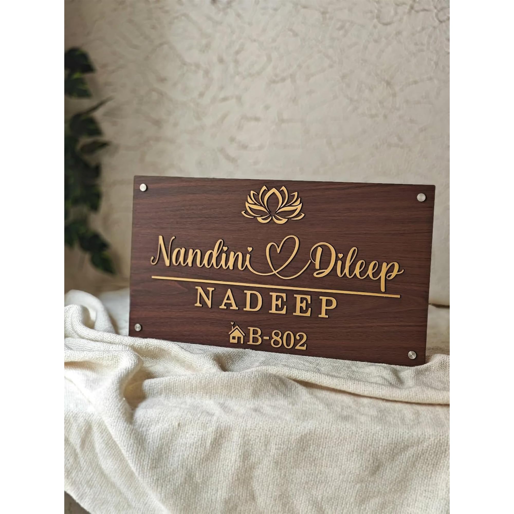 Personalized Name Plate for Home Entrance | Number plate for flat | And Ideal For, Office, and Outdoor Entrances | Wooden Customized House Number Plate | Number plate for Hotel | Easy installation type double sided tape fixed on backside (White Base) — Amazon image 13