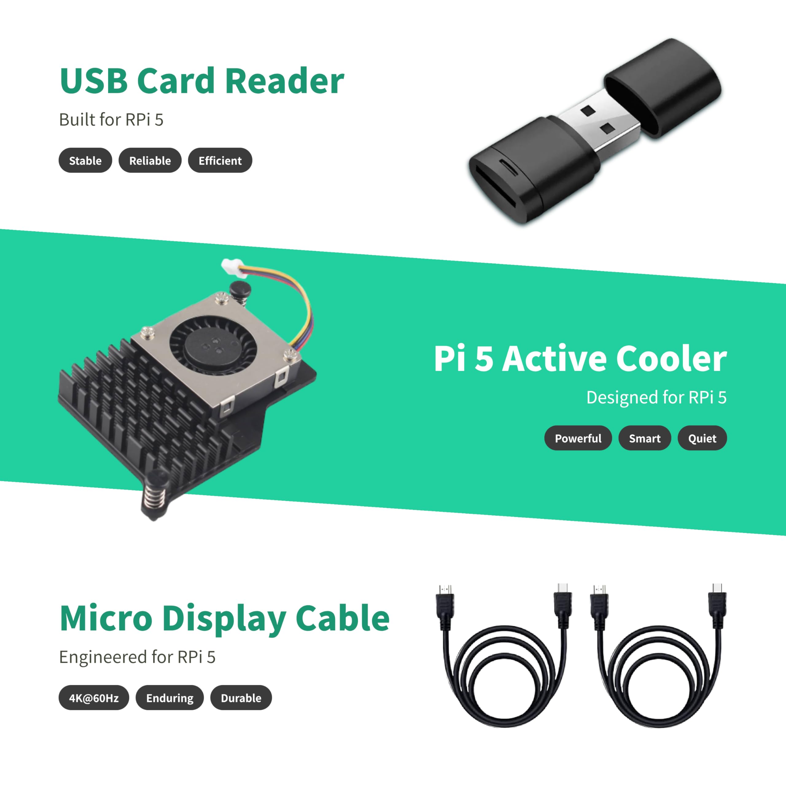 TRASKIT Kit de inicio para Raspberry Pi 5 8 GB de RAM, tarjeta SD de 64 GB precargada con Pi OS de 64 bits