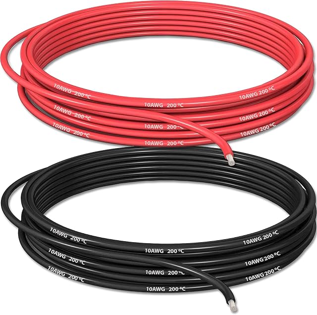 10 AWG / 6mm² Gauge Silicone Wire 20 Feet (3 Metres / 10ft Black) & (3 Metres / 10ft Red) Soft & Flexible Cable by UMTMedia® - Can Be Used For Arduino Projects, Electrical, Automotive, Cars, Drones