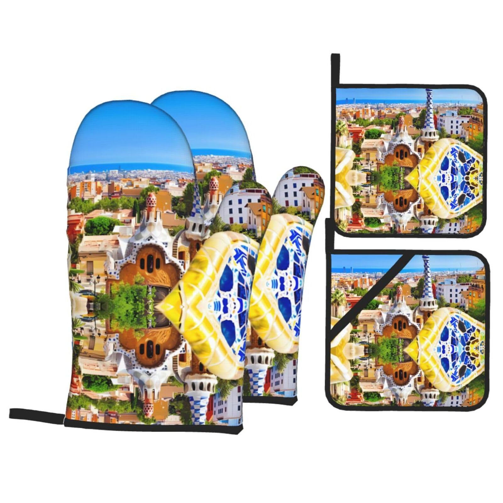 WHJSHOP Park Prints Oven Mitts & Pot Holders Set - Waterproof Kitchen Layers & Heat Resistant - Durable Covers for Safe Cooking & Easy Cleanup