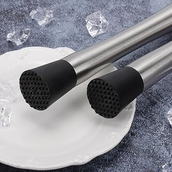 4 Pack Muddlers for Cocktail 304 Stainless Steel Fruit Crusher 8.3 Long Ice Crusher for Bar Party and Home