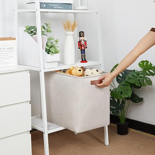 Vista 63 de HNZIGE - Canastas pequeñas de tela para organización (paquete de 6) canastas plegables de almacenamiento para estantes, armarios, lavandería, Asas