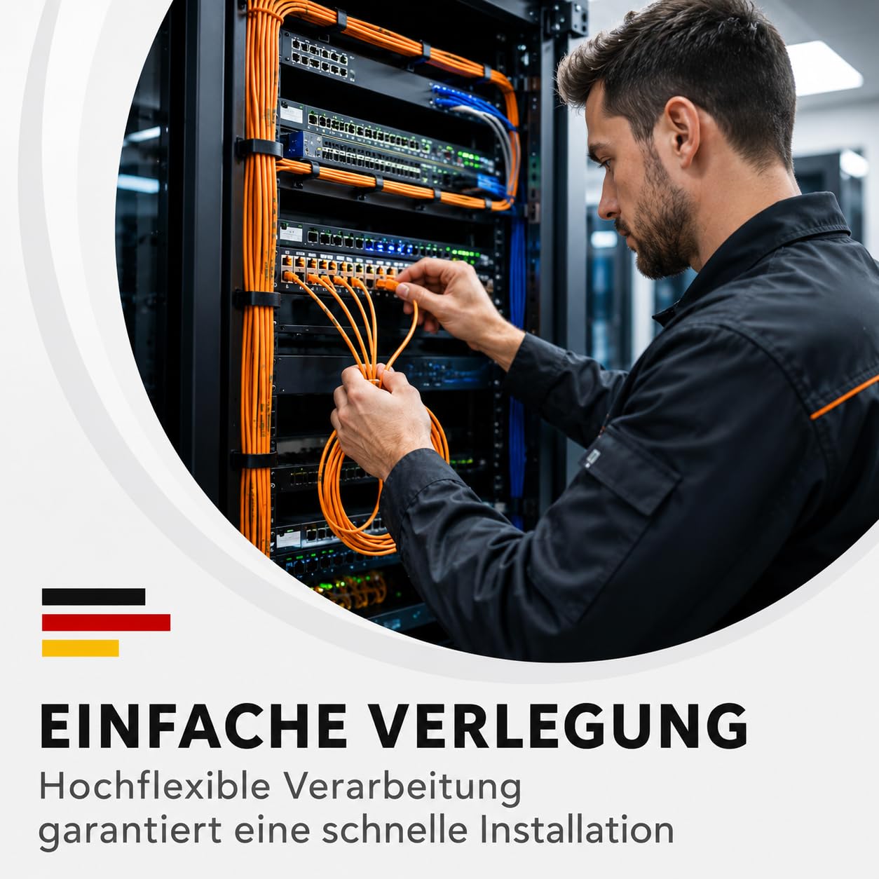 RedStar24 Cat 7 Kabel 50m mit 4x RJ45 Steckern werkzeuglos, Kupfer LAN Verlegekabel 1000MHz AWG23/1, S/FTP PIMF, PoE 10Gbit Ethernet Netzwerkkabel
