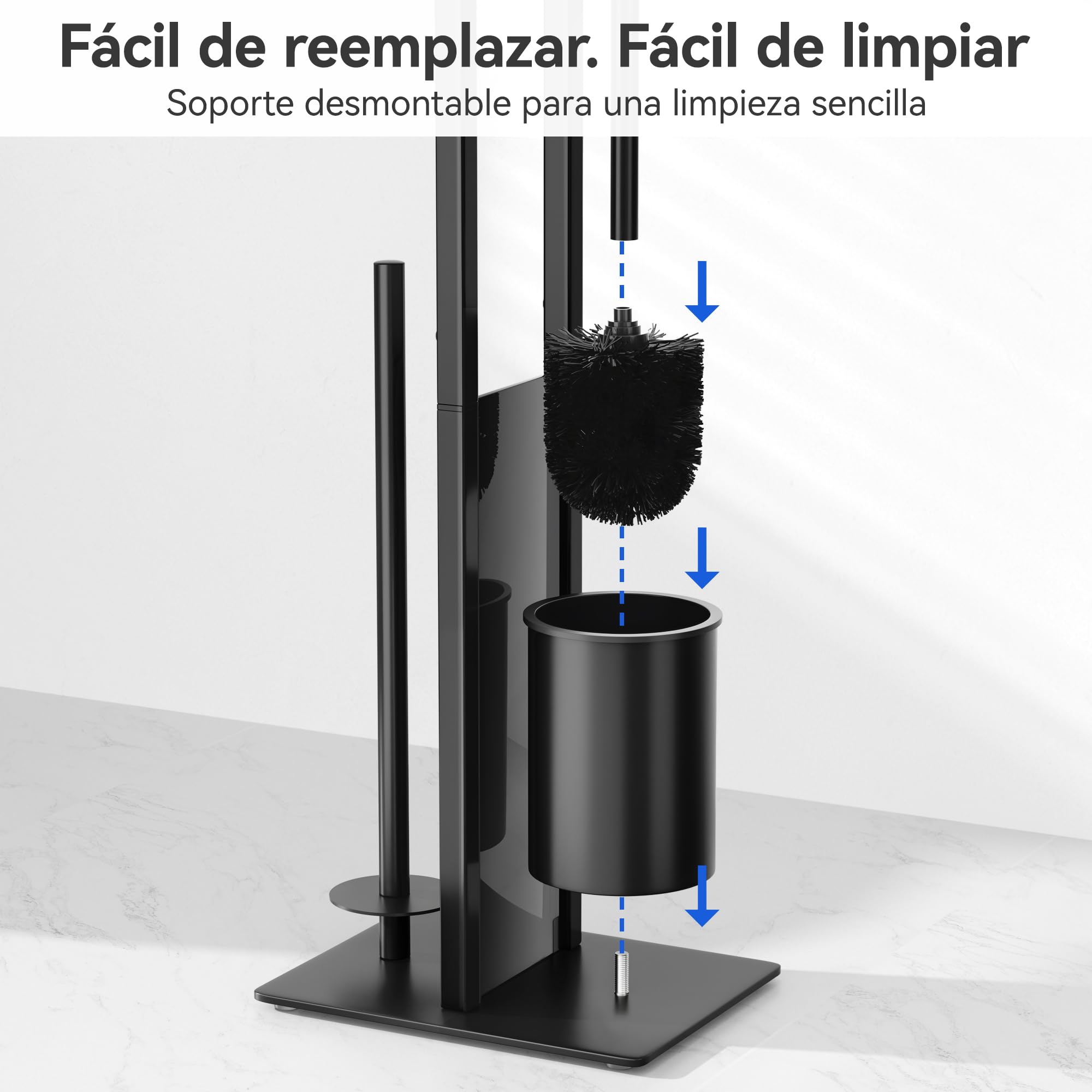susswiff Portarrollos de papel higiénico de acero inoxidable de pie escobillaportarrollos de papel higiénico con caja para toallitas húmedasportarrollos de papel higiénico con escobilla de inodoro,