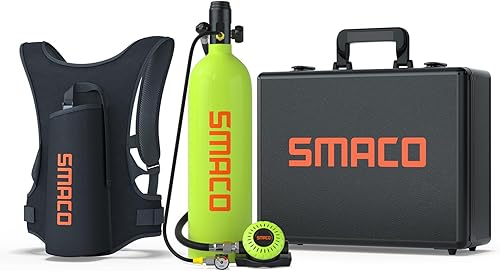 SMACO Mini tanque de buceo de 1.9 l de capacidad para buceo de oxígeno de 25 a 30 minutos de respiración subacuática pequeño kit de tanque de buceo