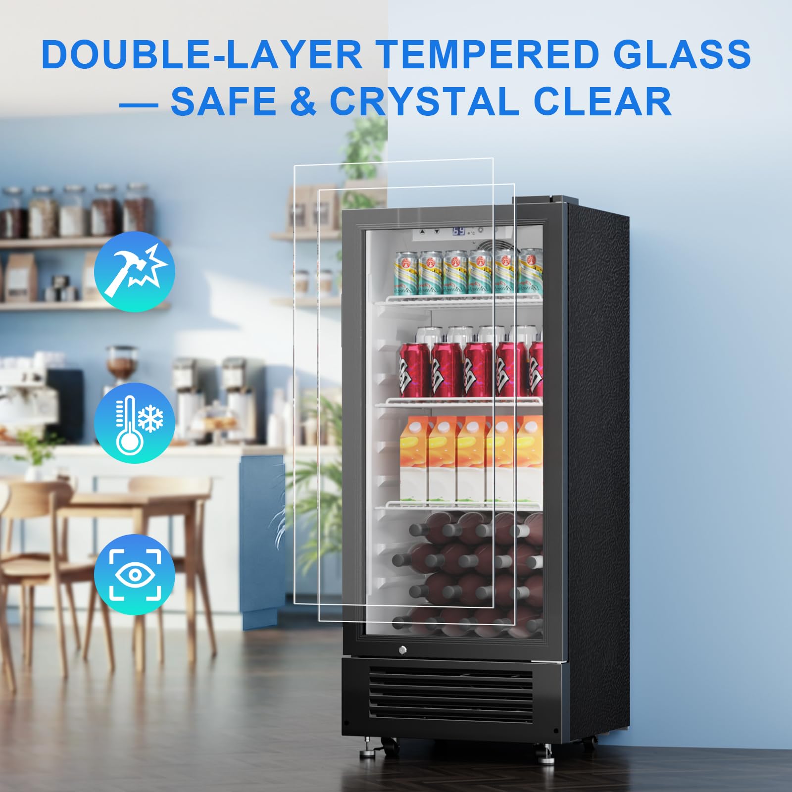 Antarctic Star Outdoor Beverage Refrigerator, 9 Cu. Ft. Glass Door Drink Fridge, Commercial Display Refrigerator With 4 Adjustable Shelves, For Shops, Restaurants, Bars on Fridge.com - View 3