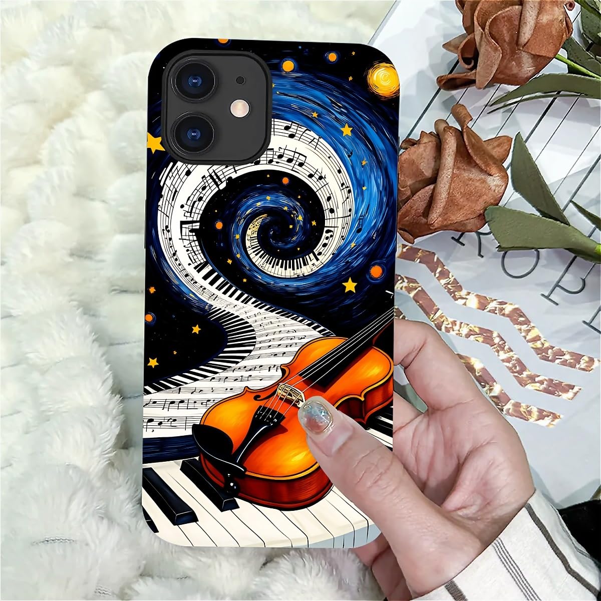 Funda para iPhone 11, diseño de violín de piano, funda mate para teléfono, funda de silicona líquida, resistente a los impactos, antiarañazos y a prueba de golpes