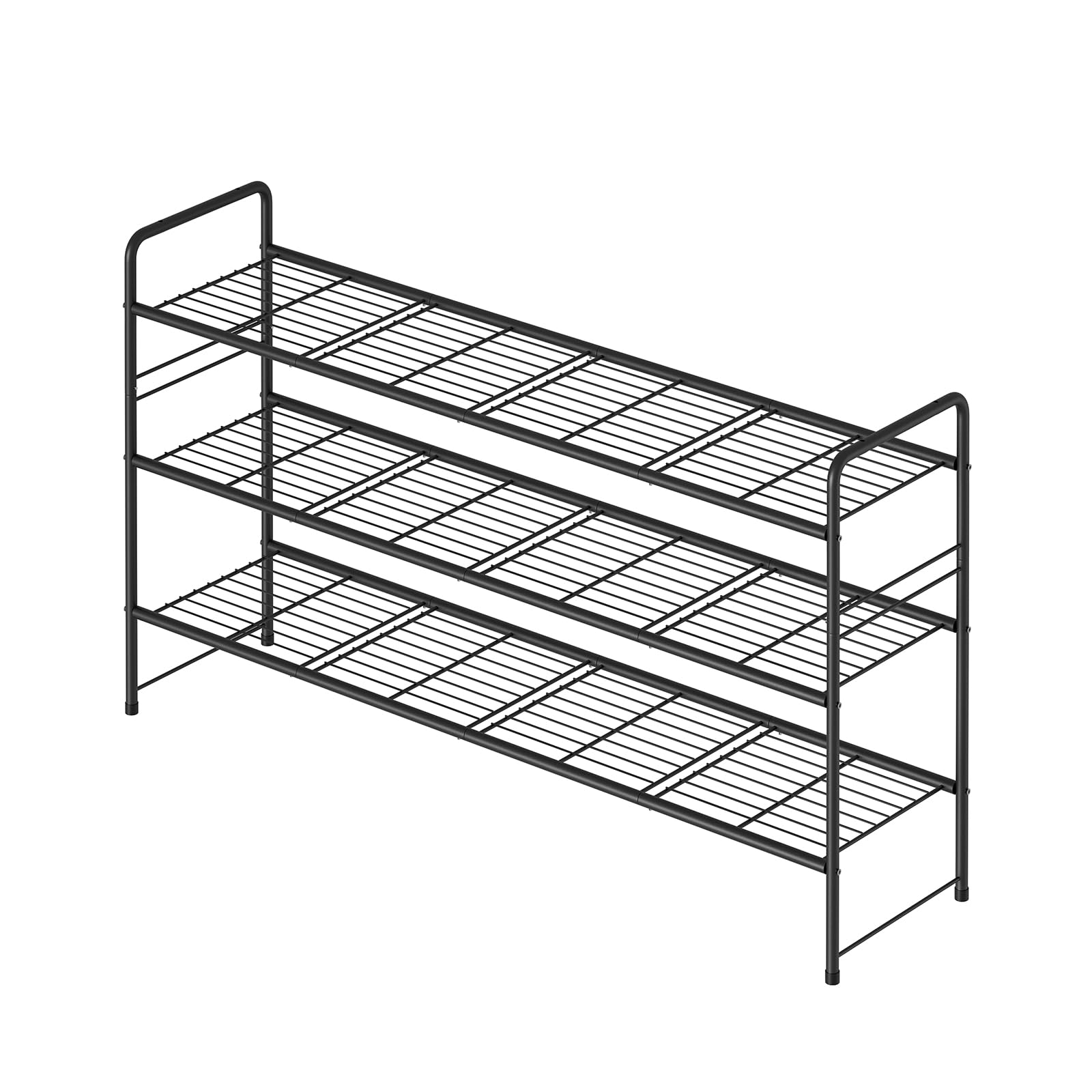 Zapatero de 3 niveles para armario, organizador de almacenamiento de zapatos extra largo de 46.5 pulgadas para estantes, metal resistente, fácil montaje, negro 9