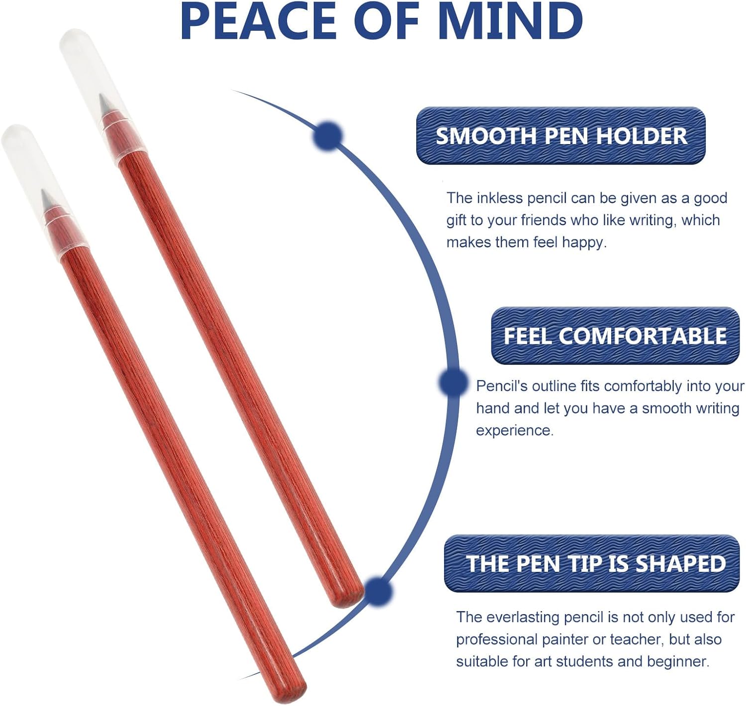 Inkless Everlasting Pencils 2pcs with Red Sandalwood Body, Non-sharpening Drafting Pencils and School Drawing Supplies