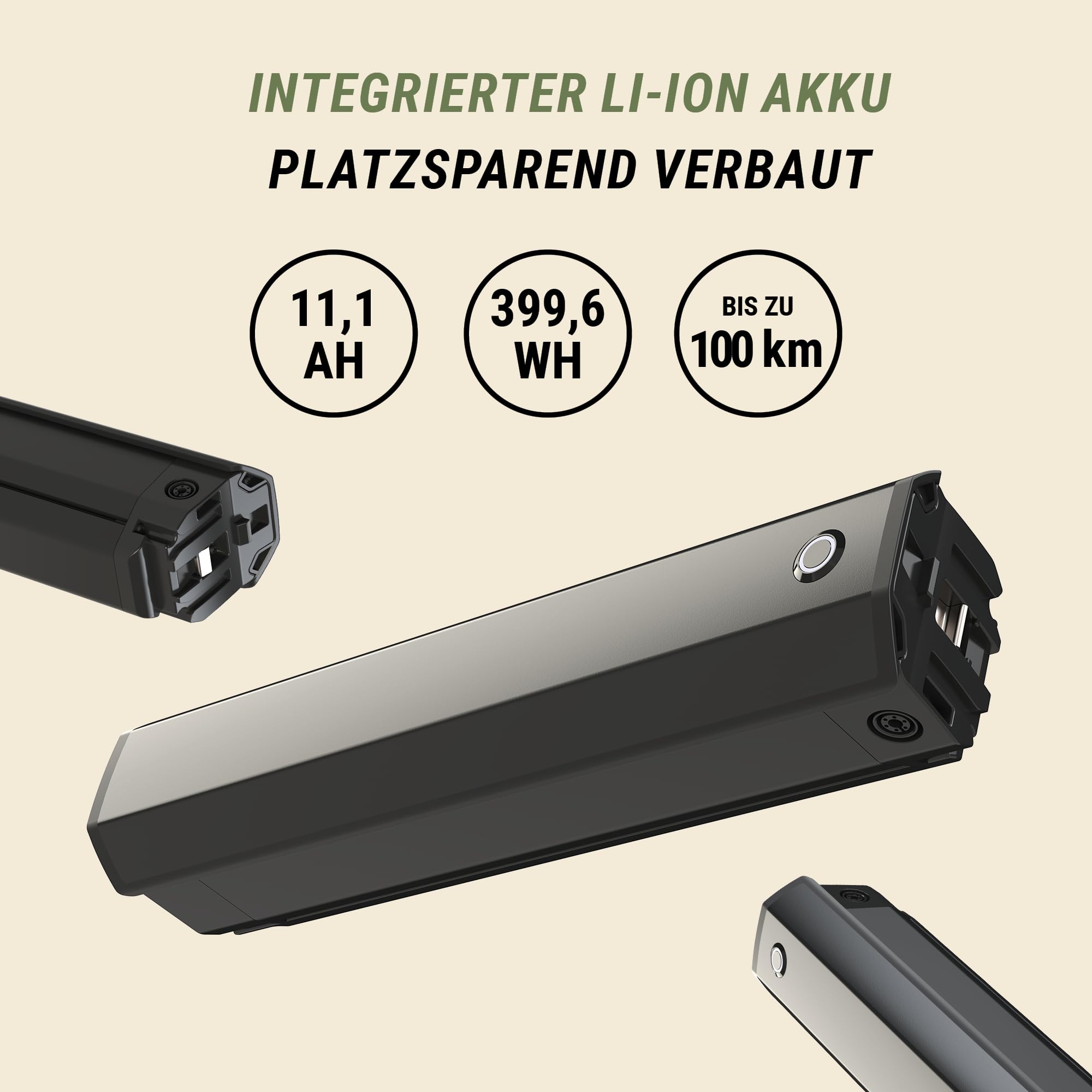 Prophete DICE 1.0 E-MTB 27,5" – Enovation Hinterradmotor 250W, 40Nm, Shimano Altus 8-Gang, 100 km Reichweite, Suntour XCT Federgabel, Hydraulische Scheibenbremse, Bronze Grün