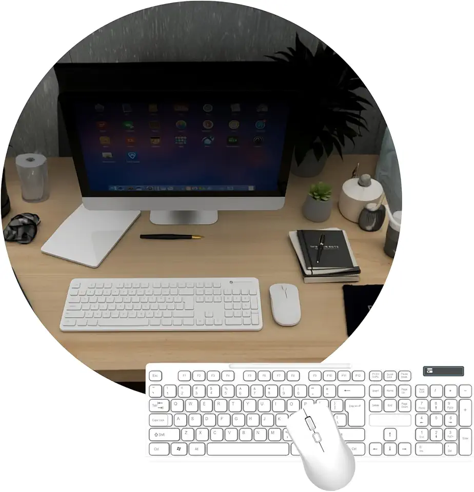 Kit Teclado Mouse Sem Fio, Wireless, Alcance de 10 metros, ABNT2 Brasileiro, Compatível com PC, Notebook, Vídeo Game, TV (Branco)