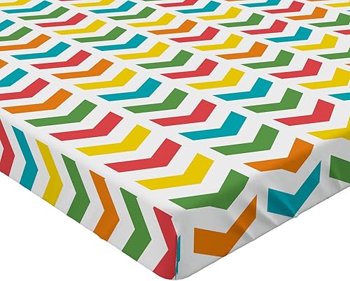 Miniatura 3 de Ambesonne Arrow Fitted Sheet, Illustration of Colorful Repetitive Arrows Pointing Downwards on a Plain Background, Bed Cover with All-Round Elastic
