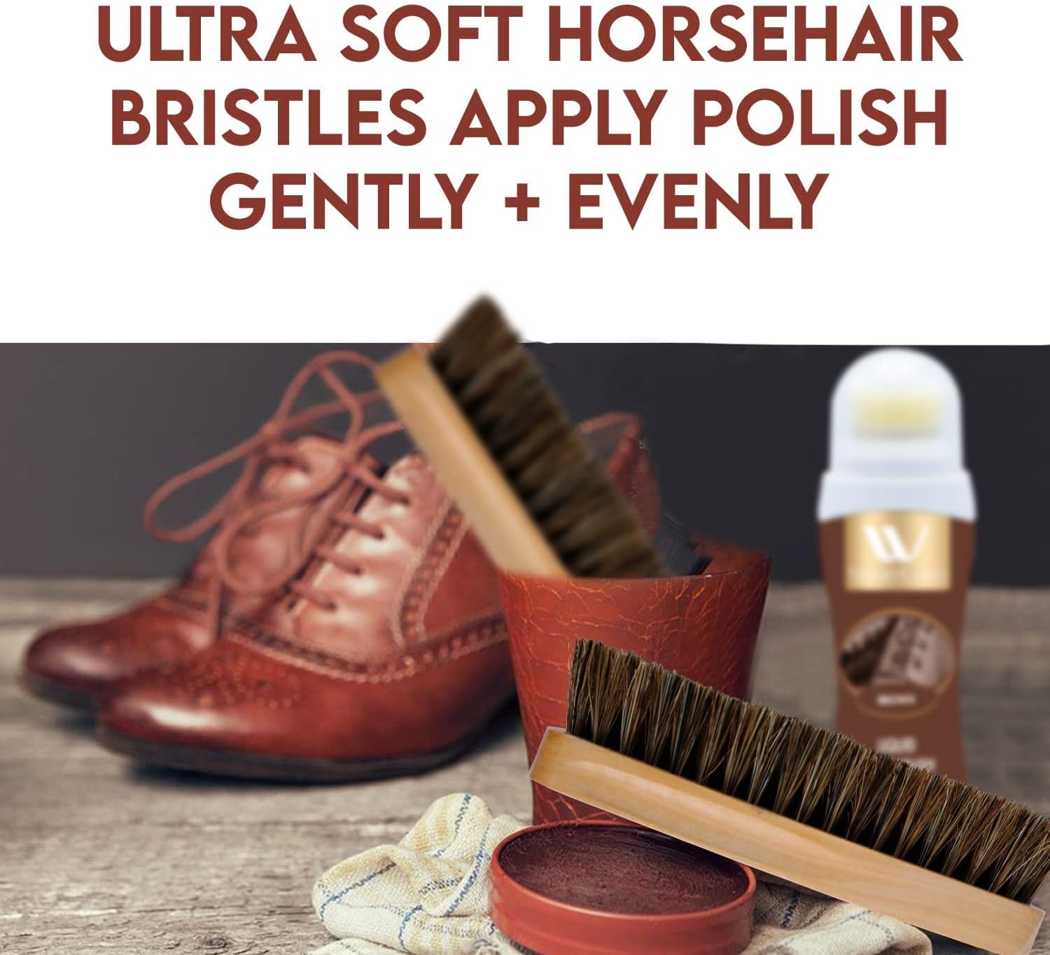 WBM Care Shoe Brush, Protects Leather from Scuffs and Scratches, Best for All Kind of Leather Surfaces, Shoe Cleaner, Horsehair Boot Brush, Pack of 2 (6308A-2PCS) : Everything Else