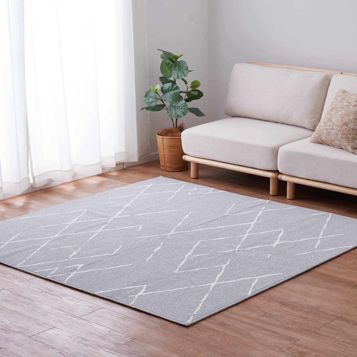 Amazon｜萩原 ラグ グレー 約185×185cm 「ゲレロ」 タフトラグ 洗える 