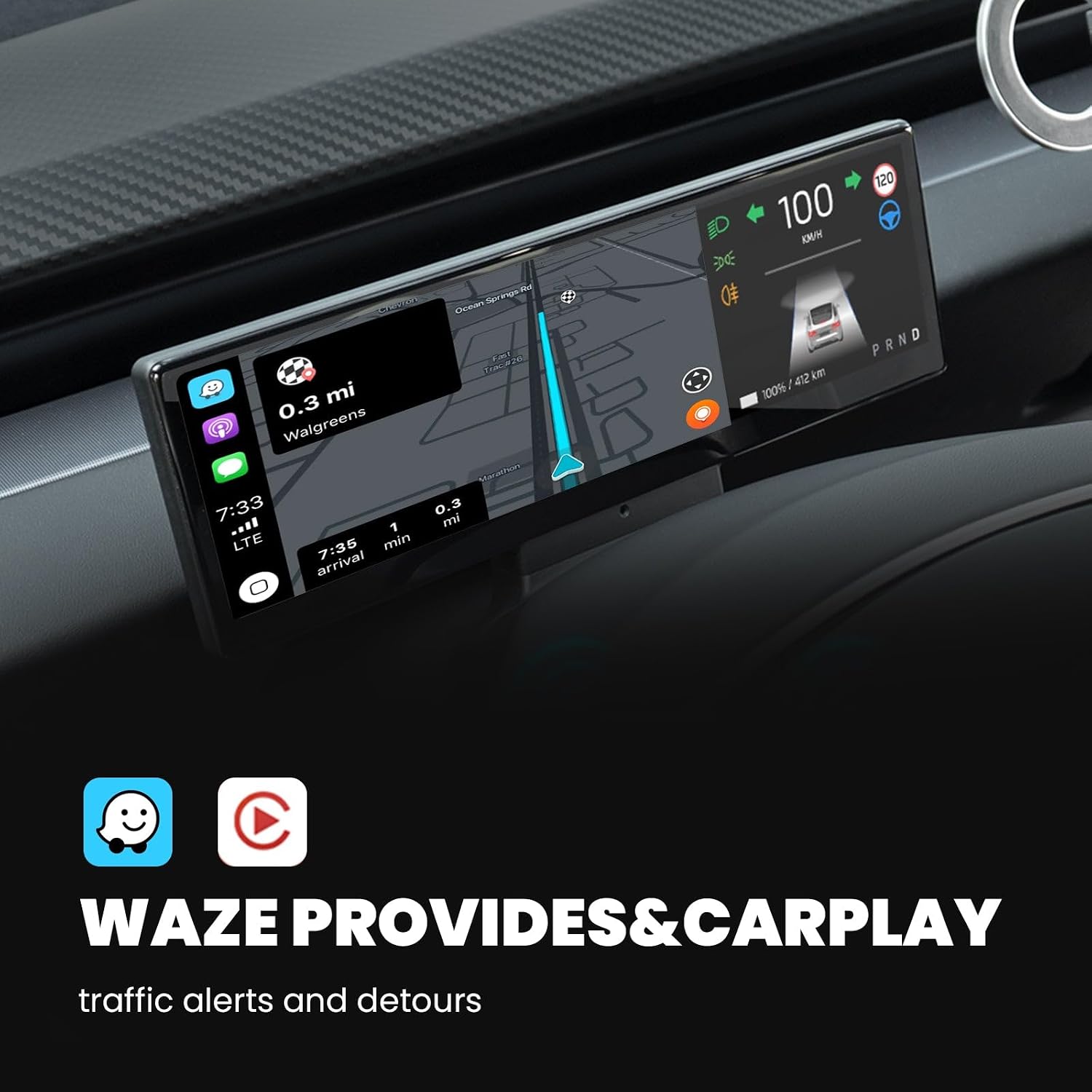 Carplay Screen for Model Y Juniper 2025 2026 HD 8.8" HUD Wireless Apple CarPlay & Android Auto Accessories, OTA Updates, Blind Spot Monitor, Quick Buttons